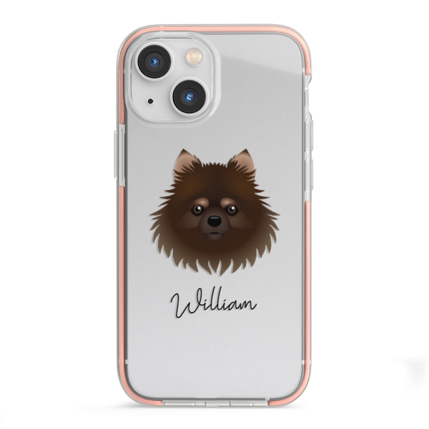 Pomchi Personalised iPhone 13 Mini TPU Impact Case with Pink Edges