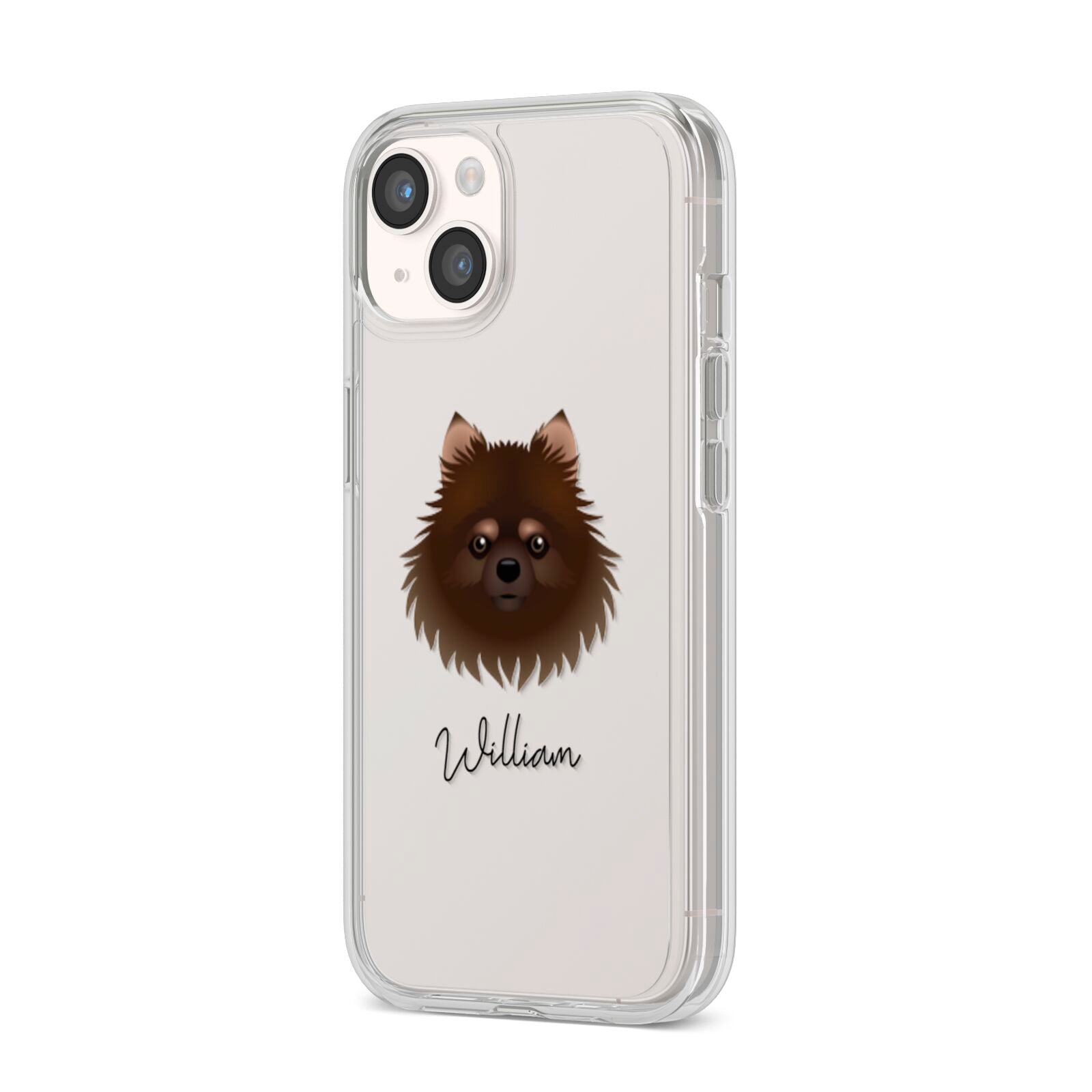 Pomchi Personalised iPhone 14 Clear Tough Case Starlight Angled Image