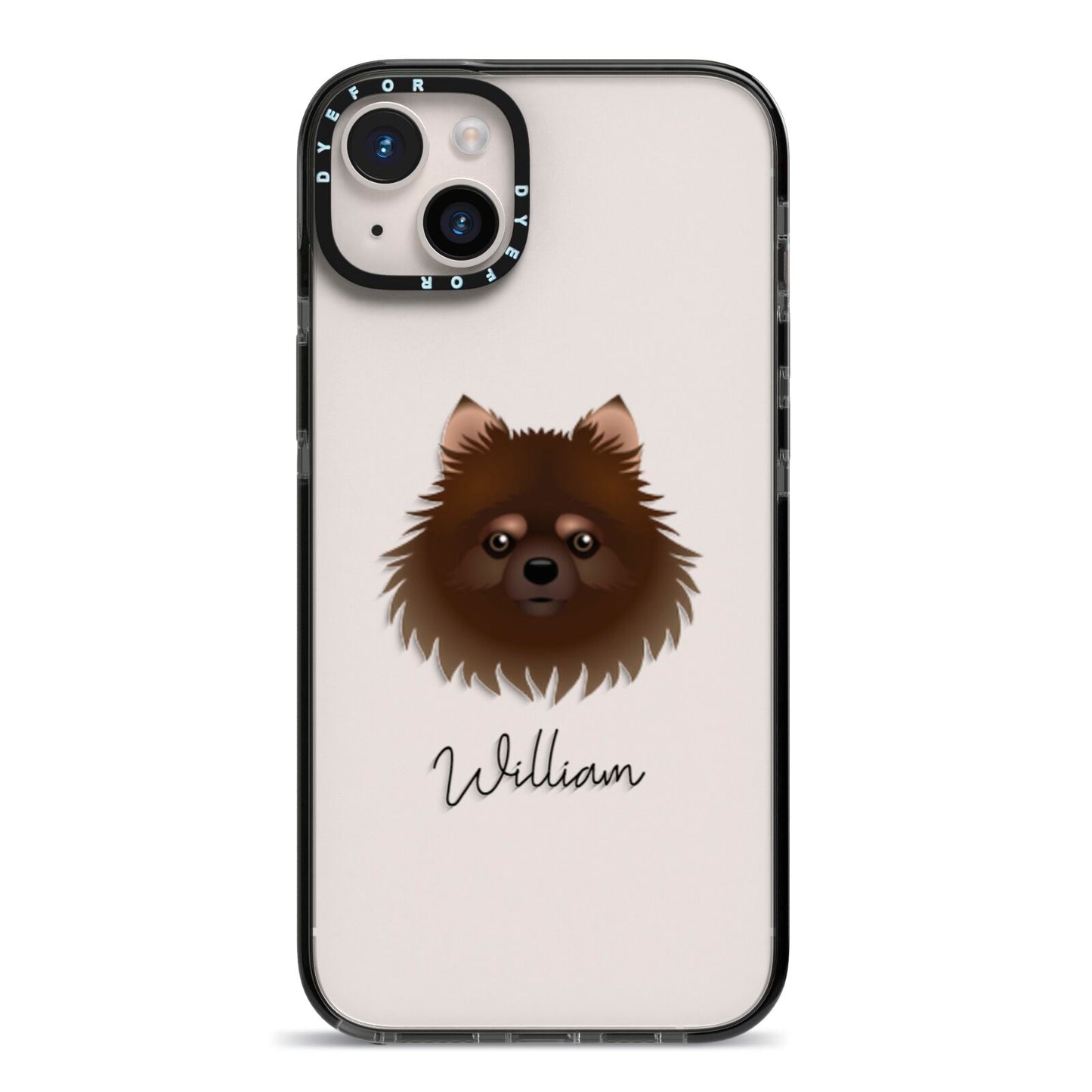 Pomchi Personalised iPhone 14 Plus Black Impact Case on Silver phone