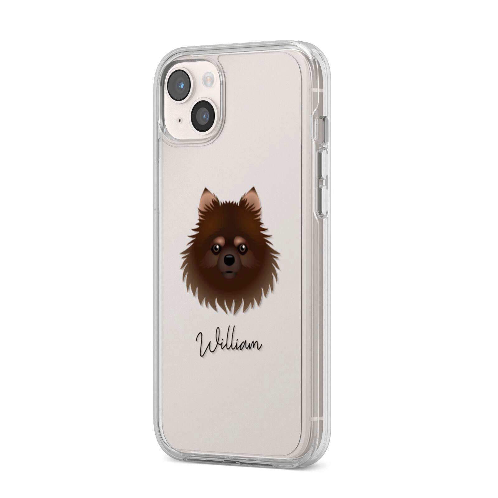 Pomchi Personalised iPhone 14 Plus Clear Tough Case Starlight Angled Image