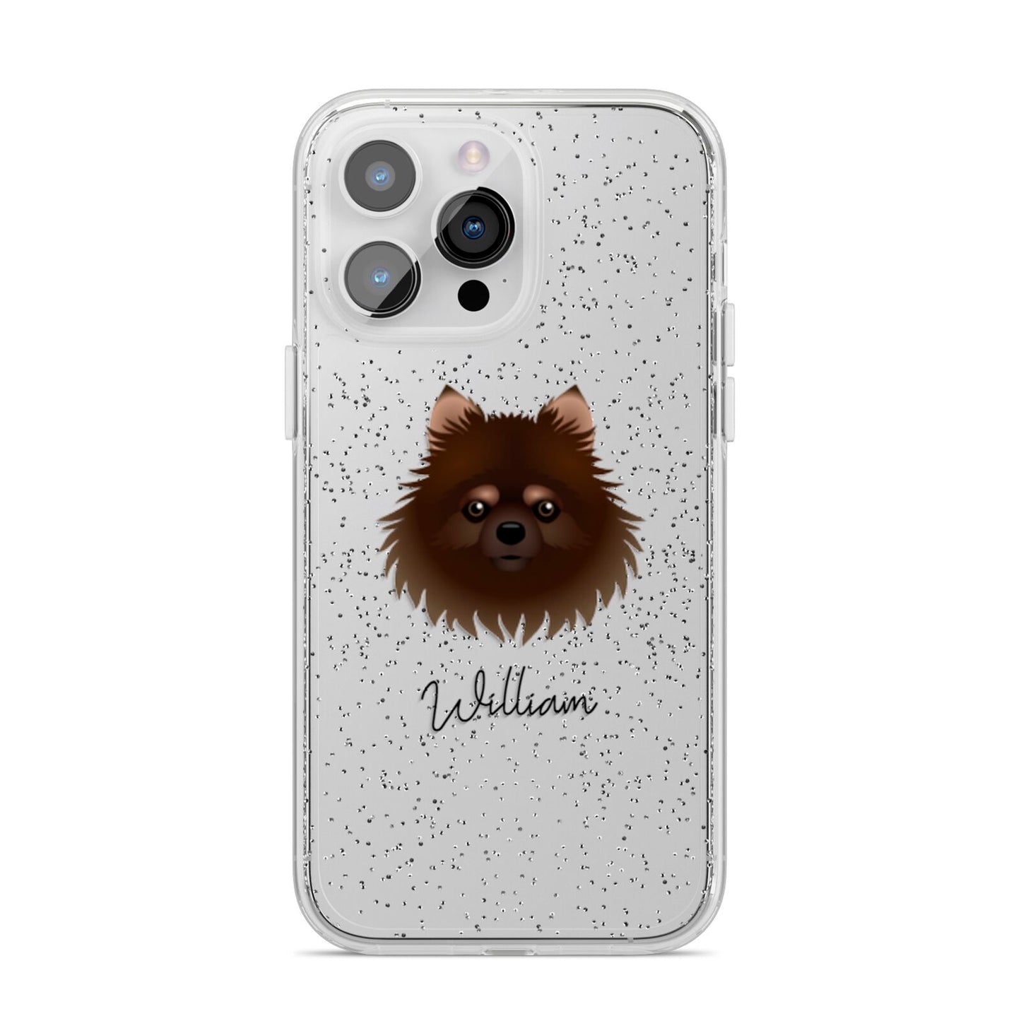 Pomchi Personalised iPhone 14 Pro Max Glitter Tough Case Silver