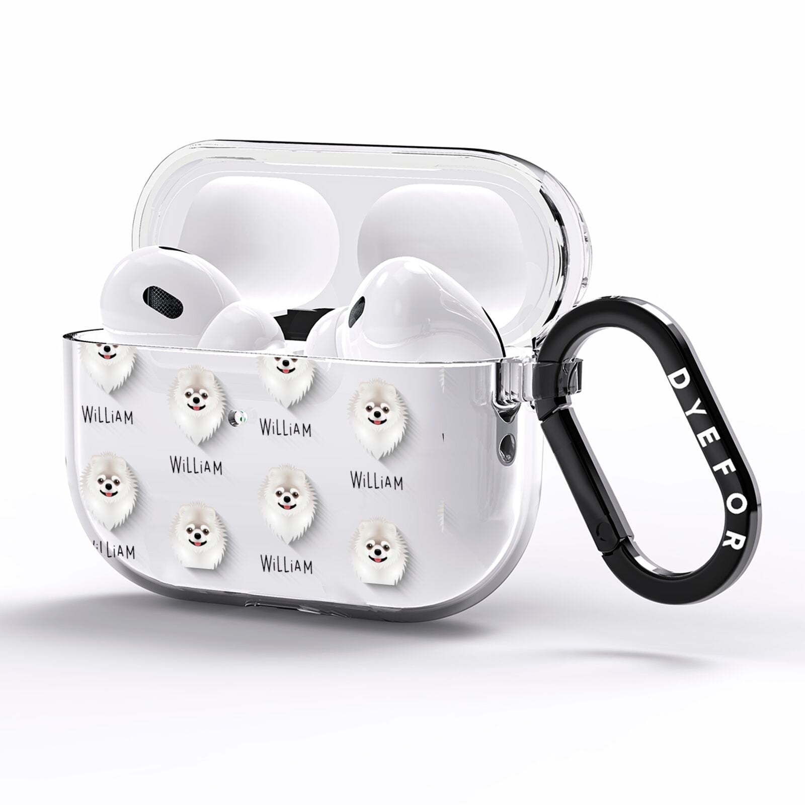 Pomeranian Icon with Name AirPods Pro Clear Case Side Image