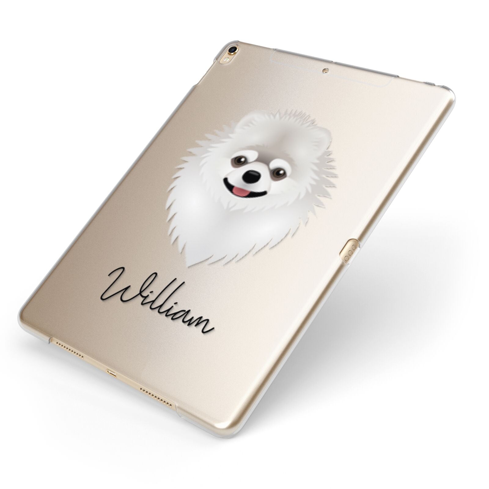 Pomeranian Personalised Apple iPad Case on Gold iPad Side View