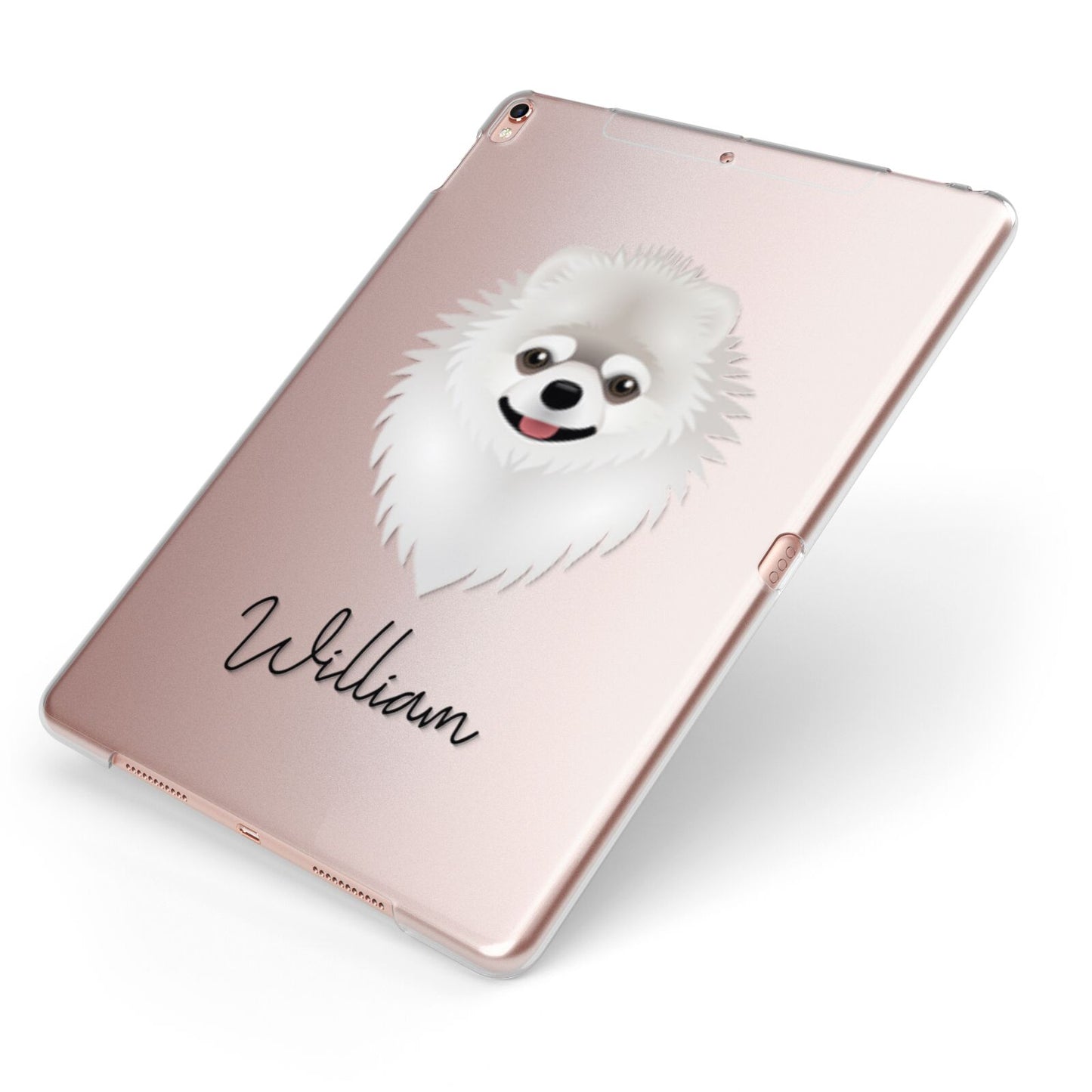 Pomeranian Personalised Apple iPad Case on Rose Gold iPad Side View