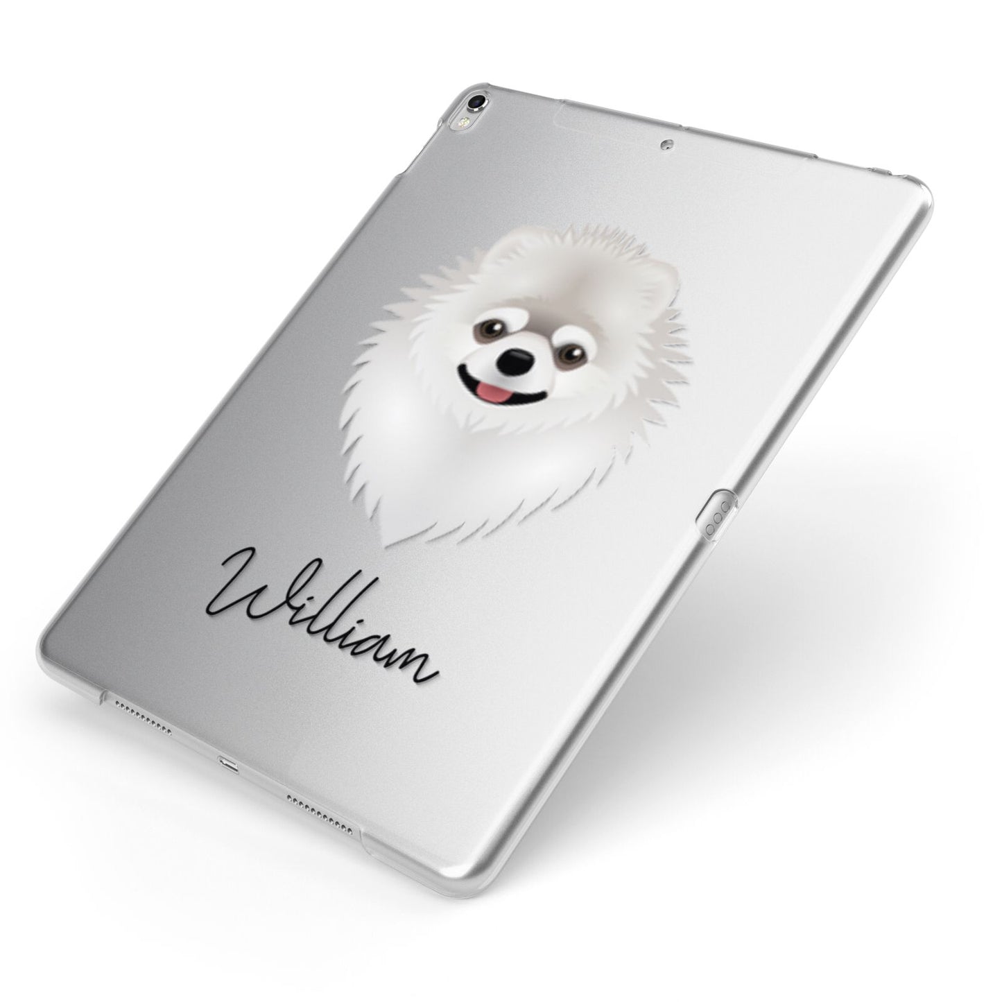 Pomeranian Personalised Apple iPad Case on Silver iPad Side View