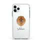 Pomeranian Personalised Apple iPhone 11 Pro in Silver with White Impact Case