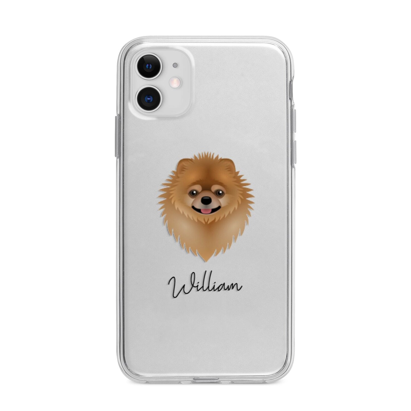 Pomeranian Personalised Apple iPhone 11 in White with Bumper Case