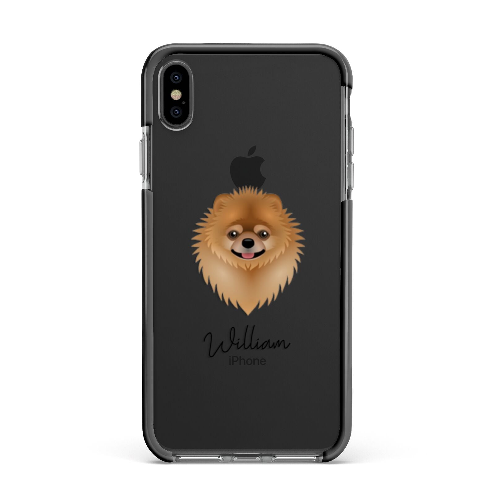 Pomeranian Personalised Apple iPhone Xs Max Impact Case Black Edge on Black Phone