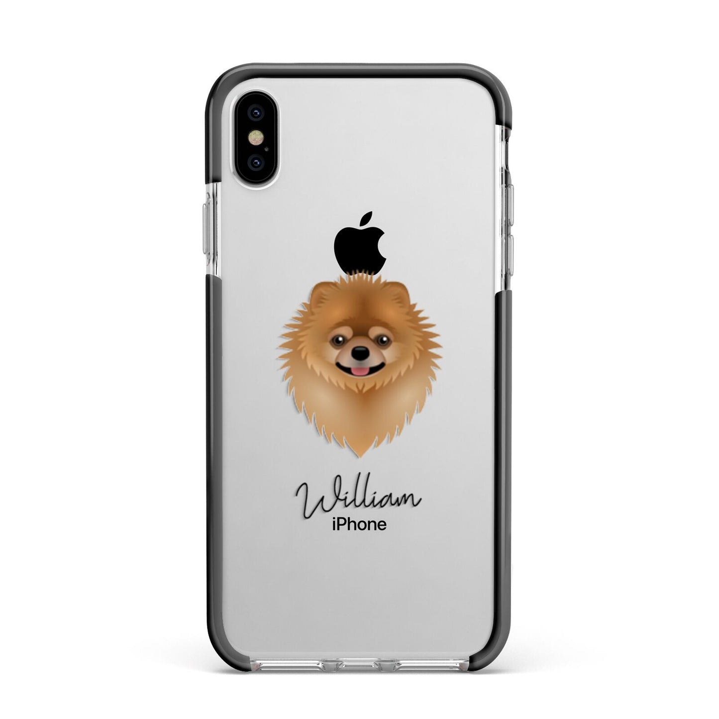 Pomeranian Personalised Apple iPhone Xs Max Impact Case Black Edge on Silver Phone