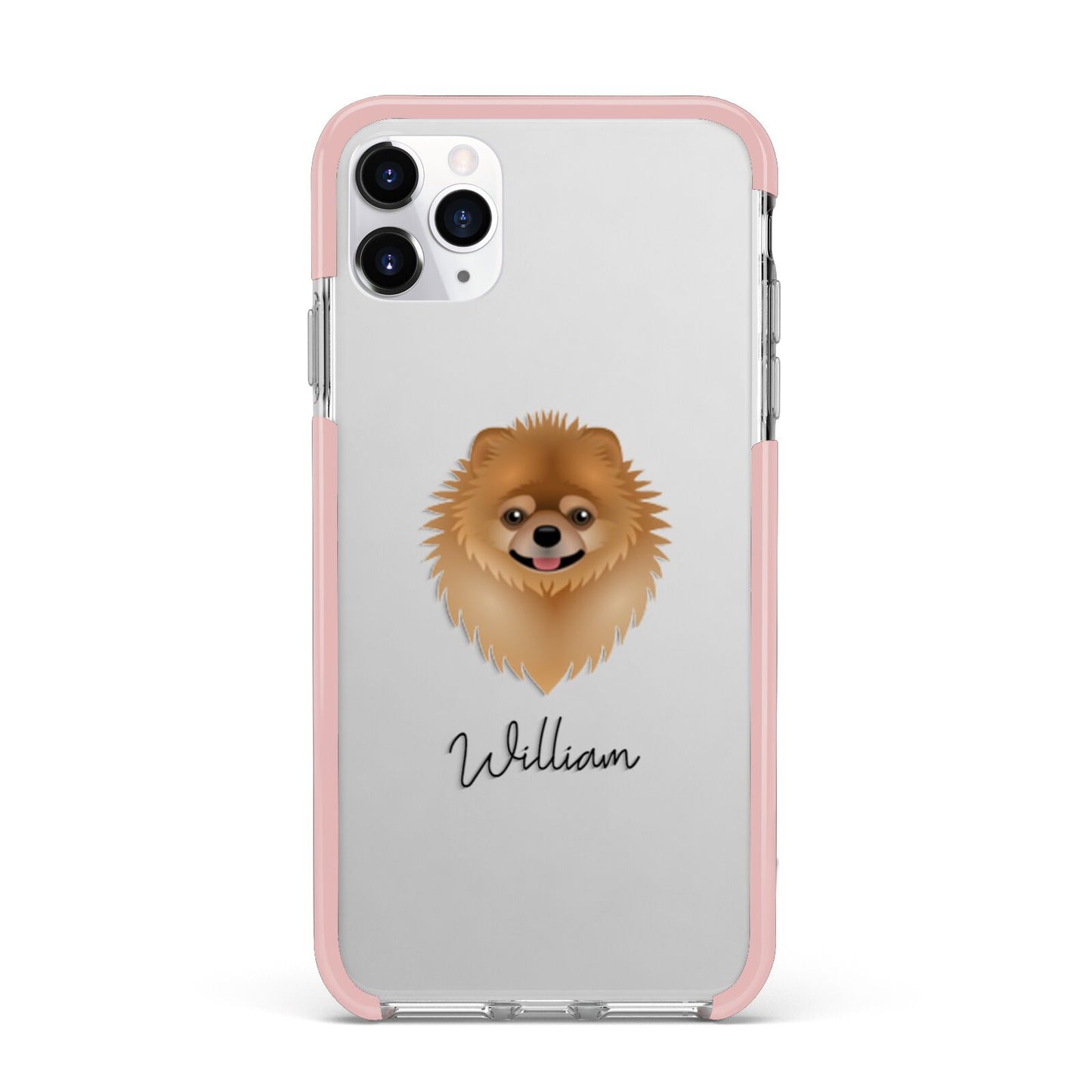 Pomeranian Personalised iPhone 11 Pro Max Impact Pink Edge Case