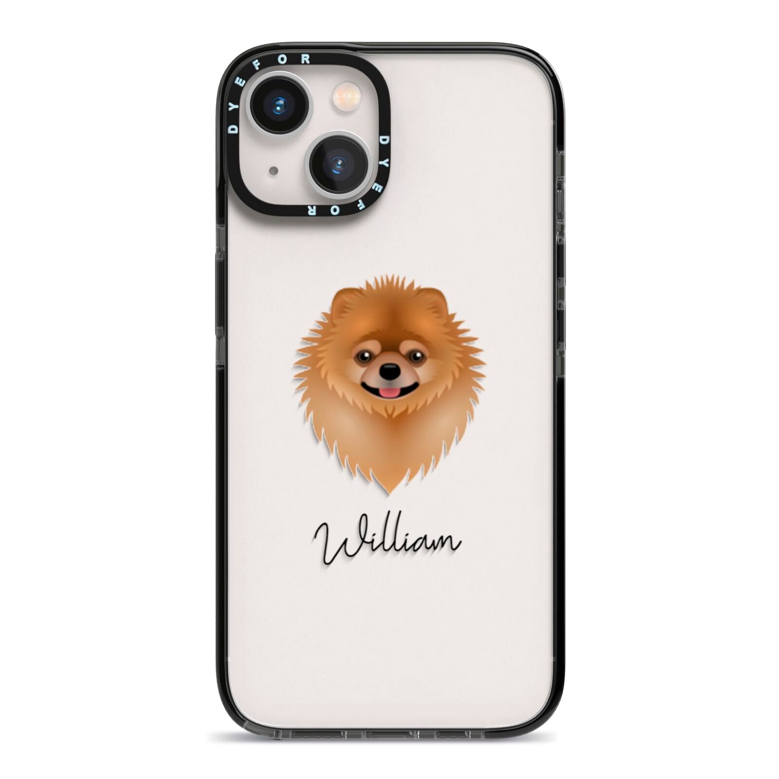 Pomeranian Personalised iPhone 13 Black Impact Case on Silver phone