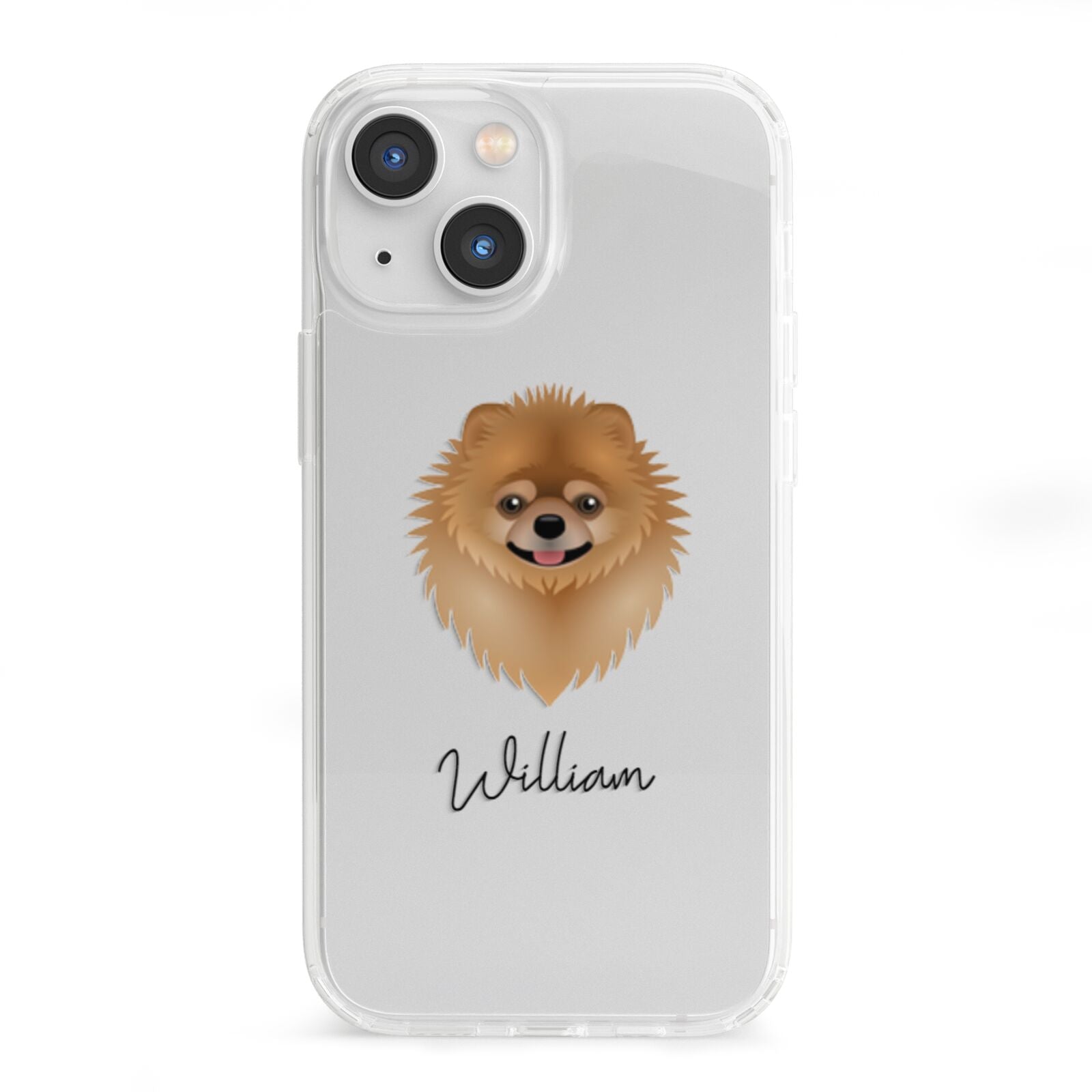 Pomeranian Personalised iPhone 13 Mini Clear Bumper Case
