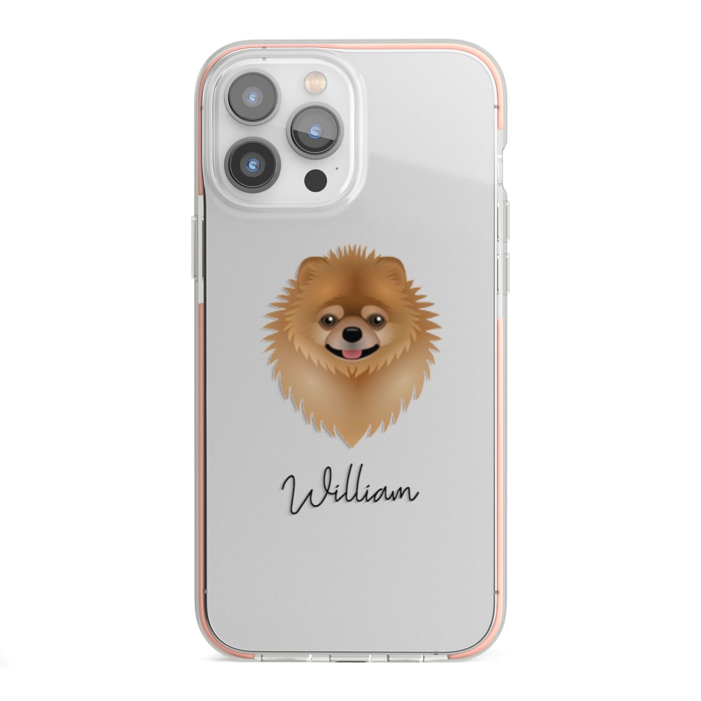 Pomeranian Personalised iPhone 13 Pro Max TPU Impact Case with Pink Edges