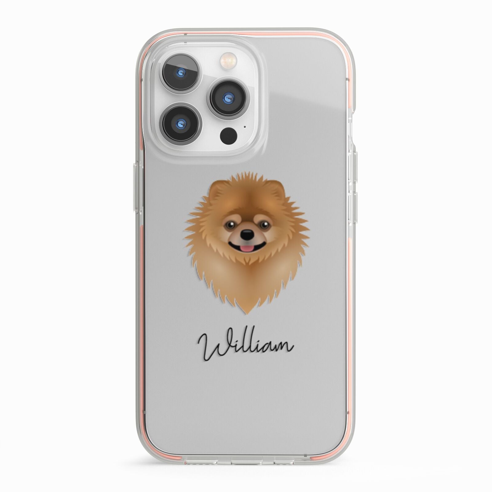 Pomeranian Personalised iPhone 13 Pro TPU Impact Case with Pink Edges
