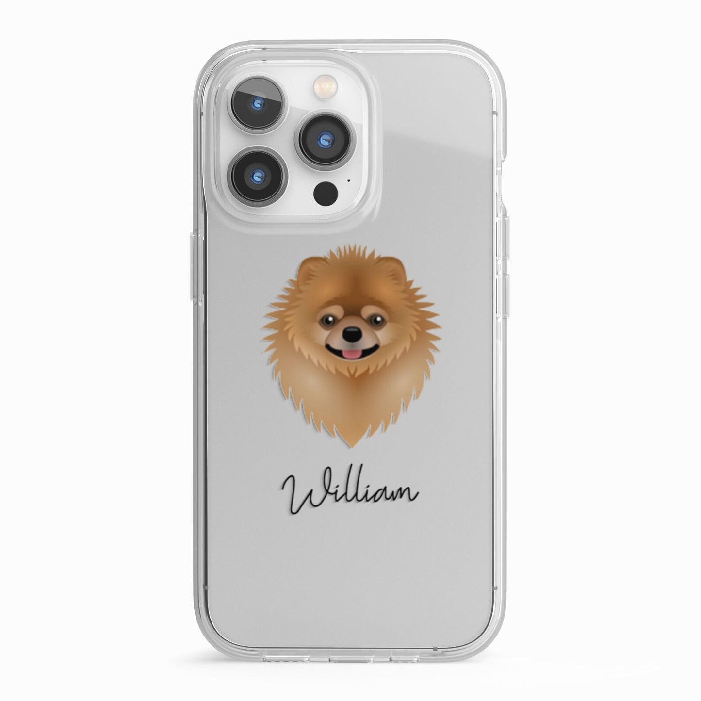 Pomeranian Personalised iPhone 13 Pro TPU Impact Case with White Edges
