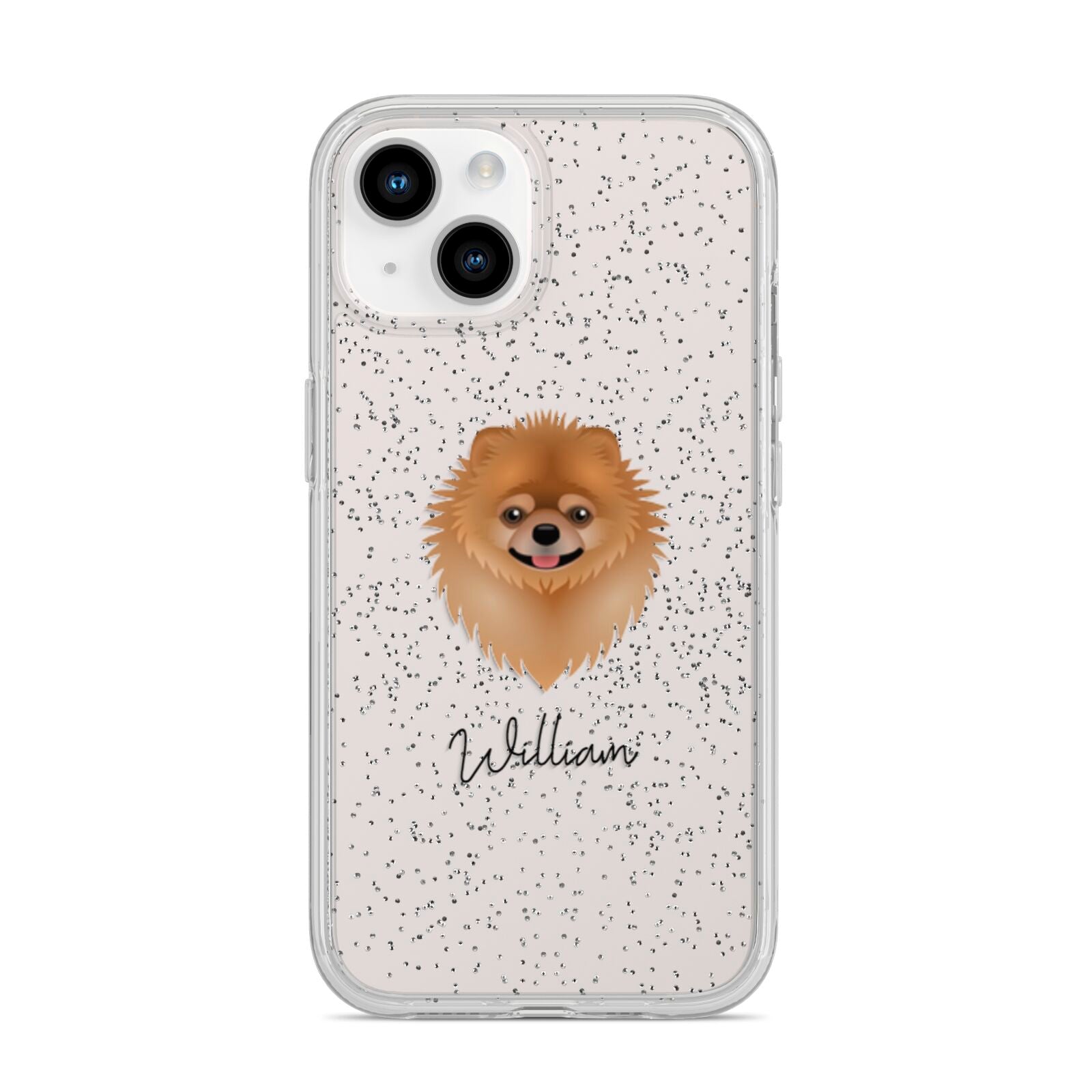 Pomeranian Personalised iPhone 14 Glitter Tough Case Starlight