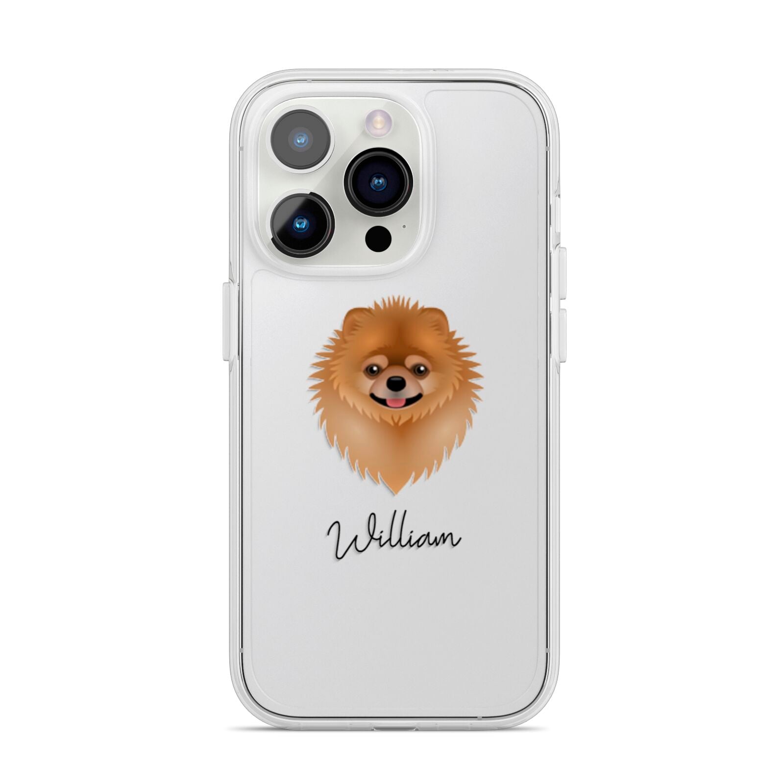 Pomeranian Personalised iPhone 14 Pro Clear Tough Case Silver
