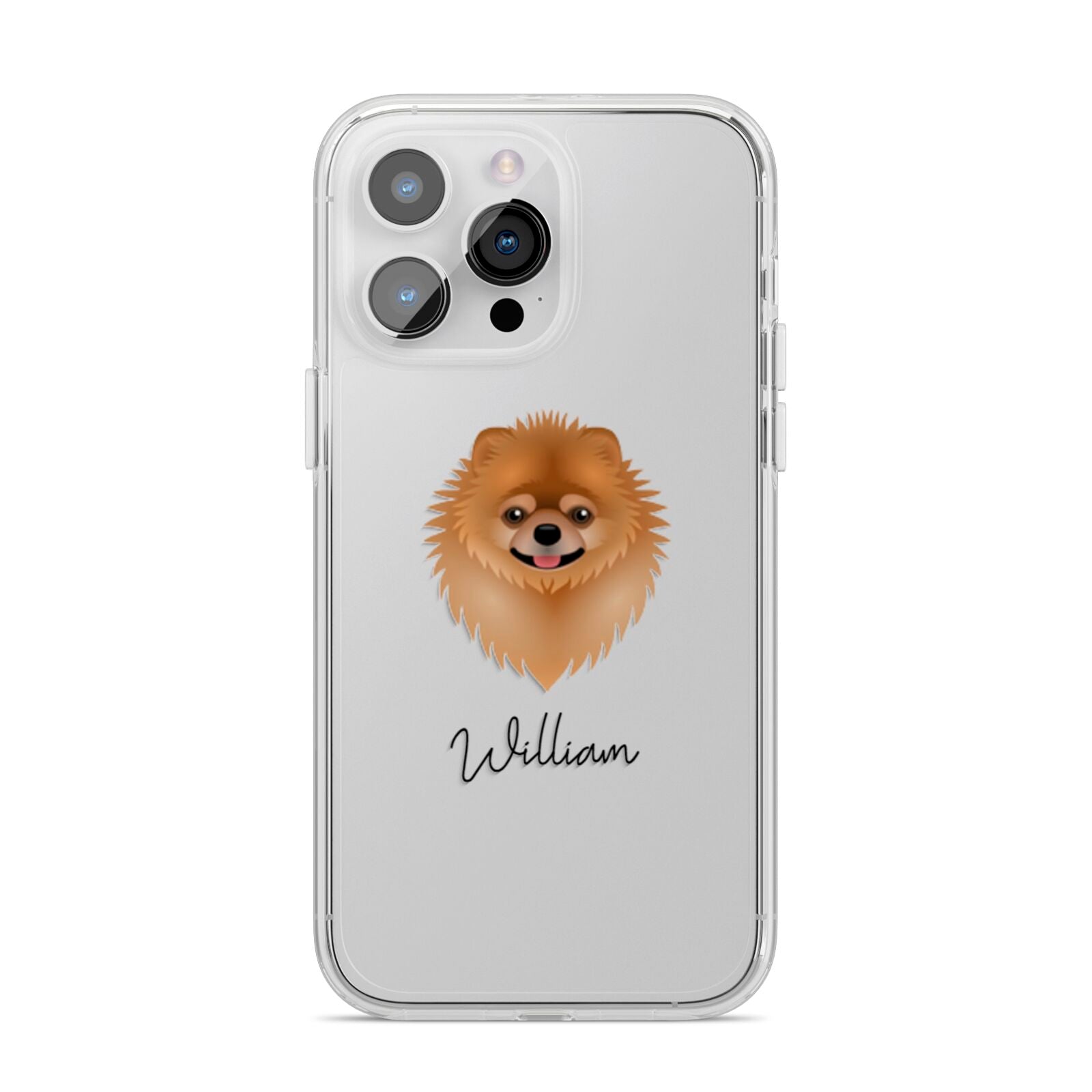 Pomeranian Personalised iPhone 14 Pro Max Clear Tough Case Silver