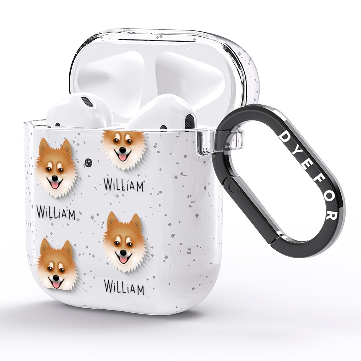 Pomsky Icon with Name AirPods Glitter Case Side Image