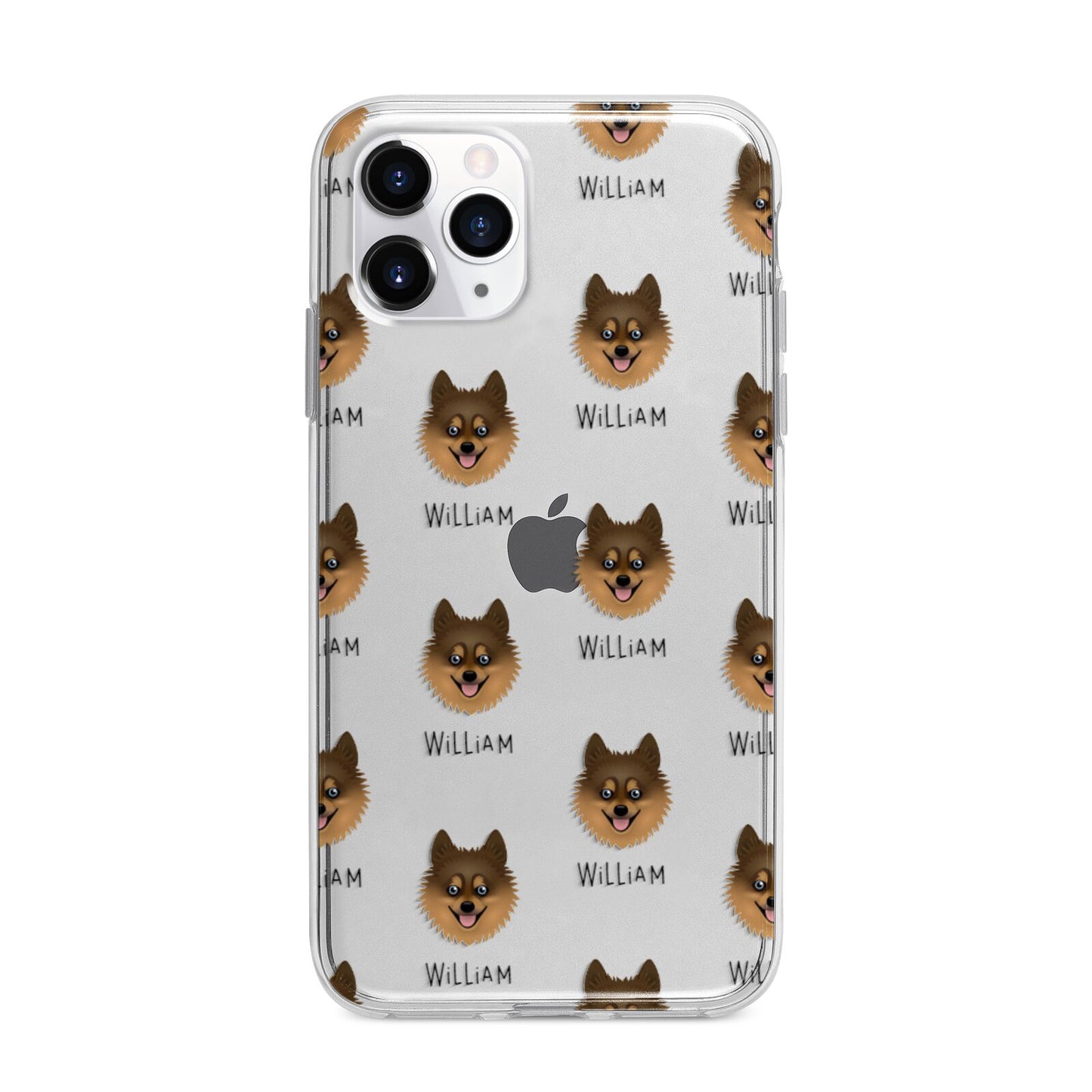 Pomsky Icon with Name Apple iPhone 11 Pro Max in Silver with Bumper Case