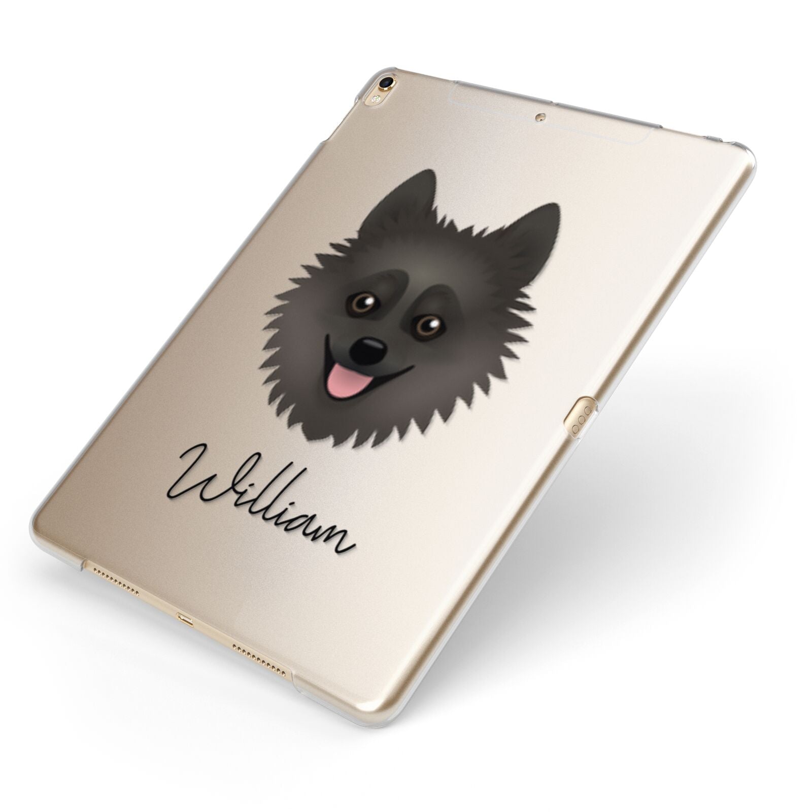 Pomsky Personalised Apple iPad Case on Gold iPad Side View