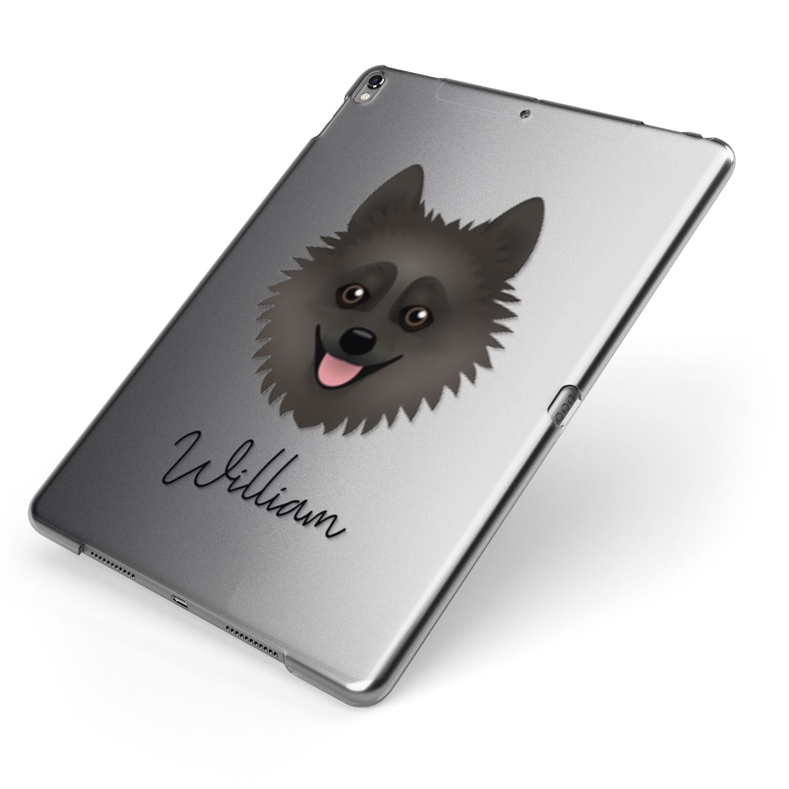 Pomsky Personalised Apple iPad Case on Grey iPad Side View