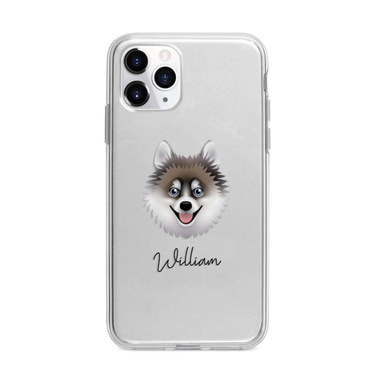 Pomsky Personalised Apple iPhone 11 Pro Max in Silver with Bumper Case
