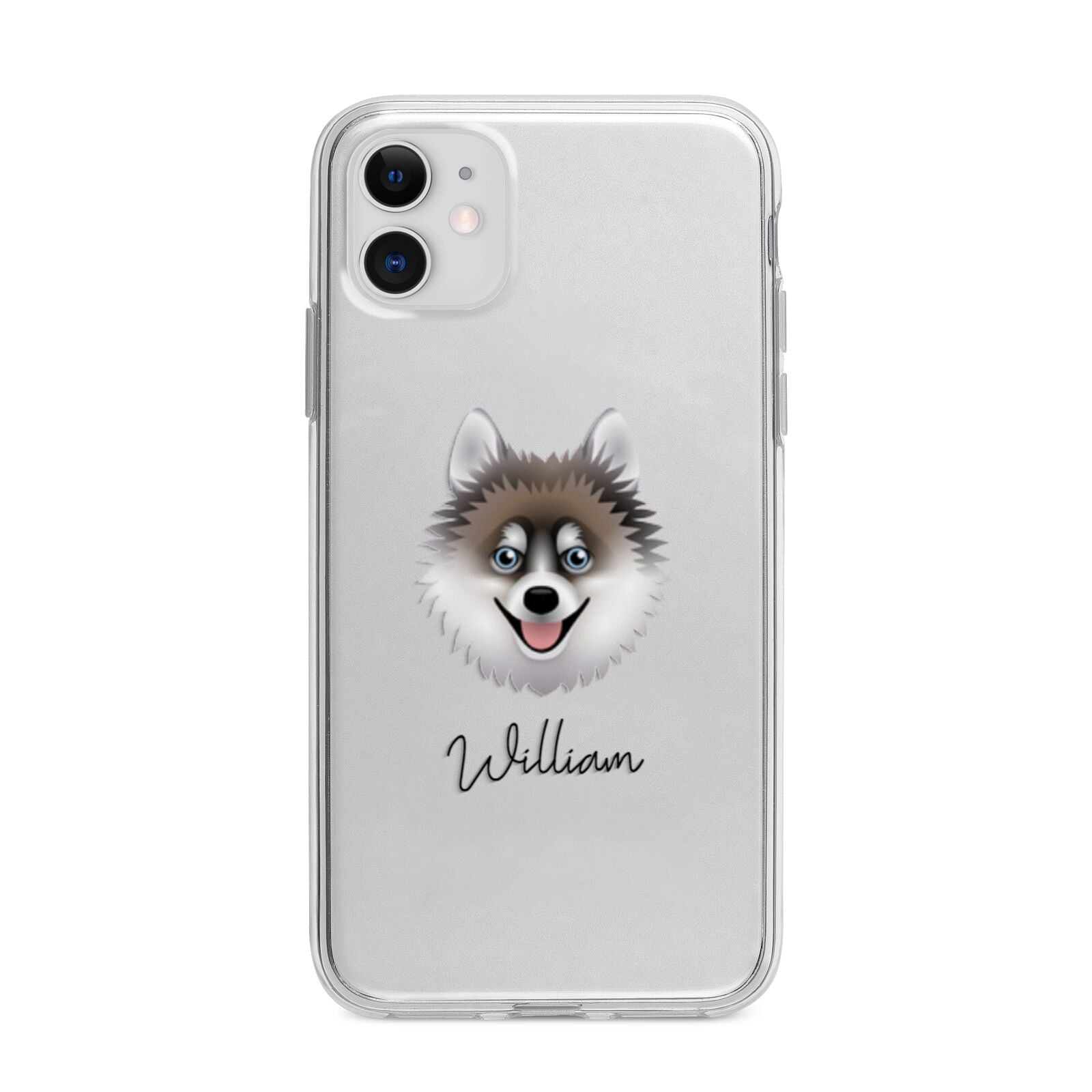 Pomsky Personalised Apple iPhone 11 in White with Bumper Case