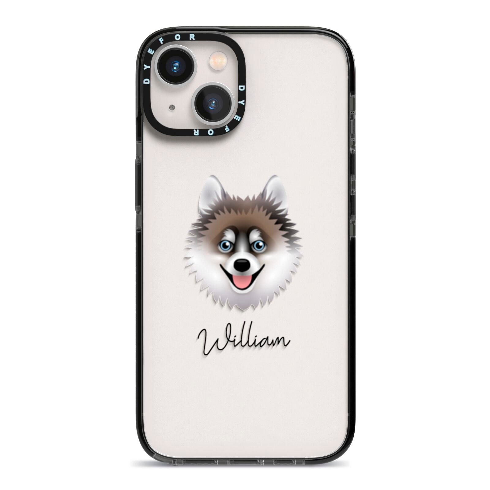 Pomsky Personalised iPhone 13 Black Impact Case on Silver phone