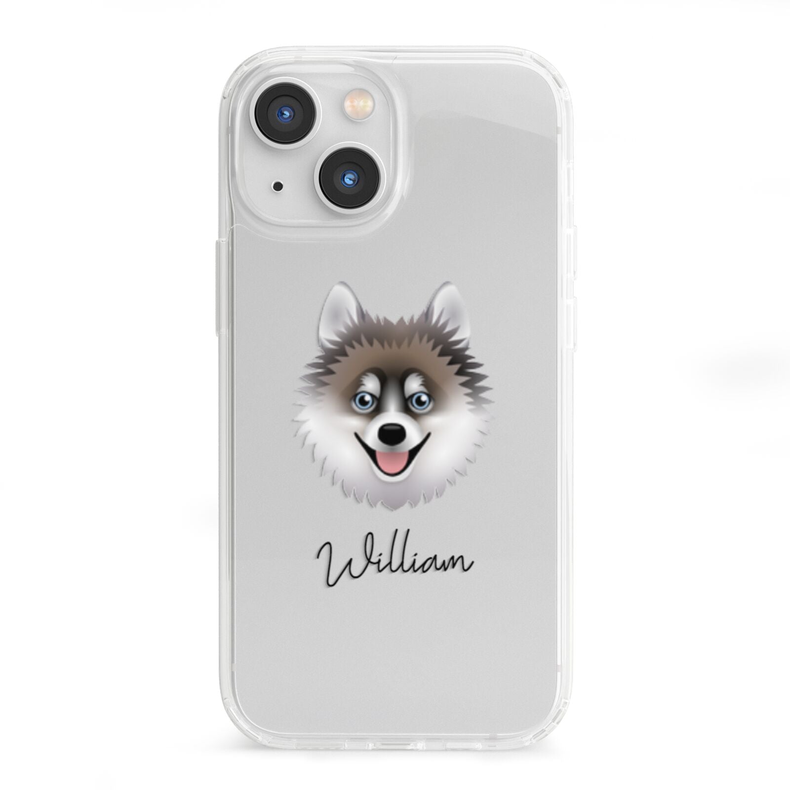Pomsky Personalised iPhone 13 Mini Clear Bumper Case
