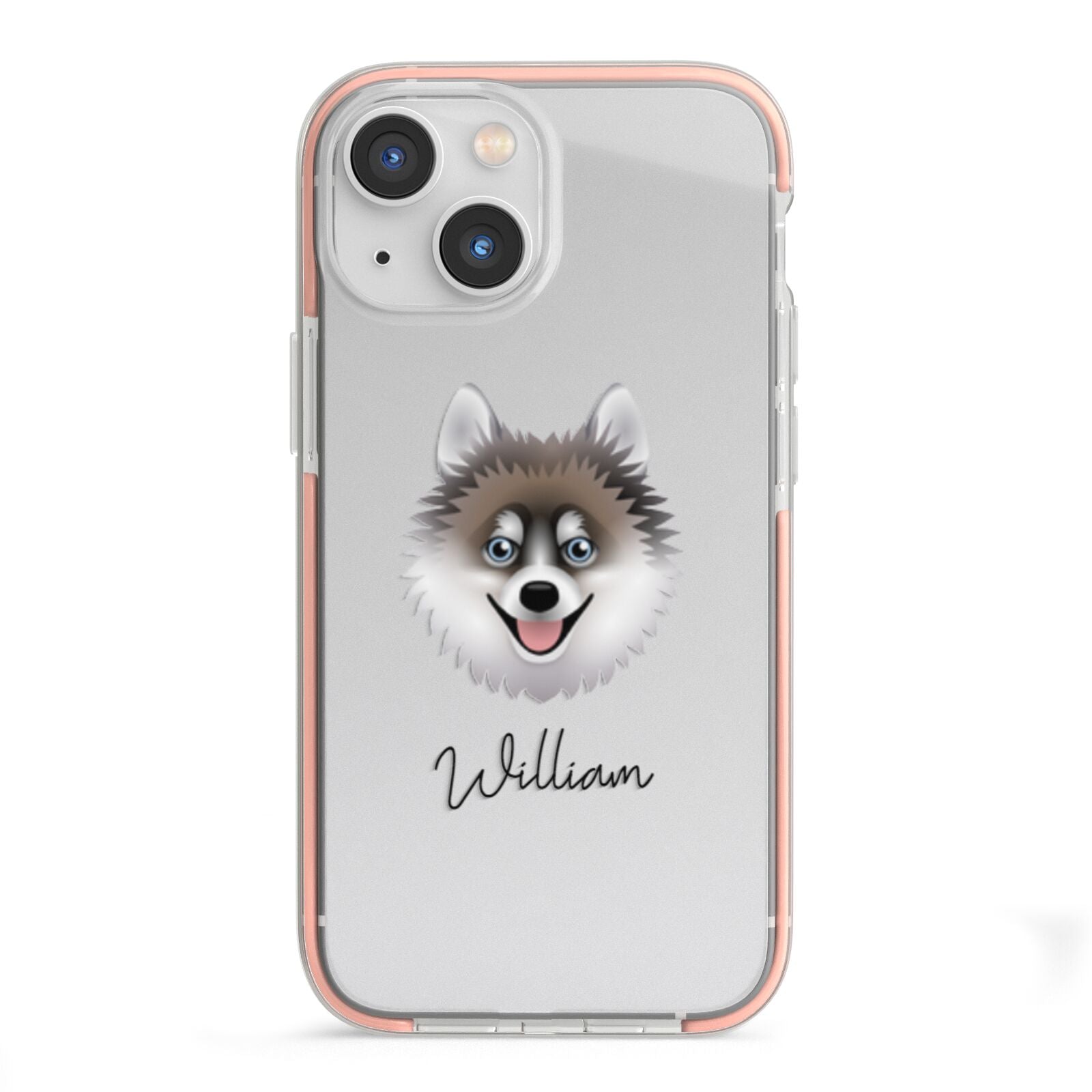 Pomsky Personalised iPhone 13 Mini TPU Impact Case with Pink Edges