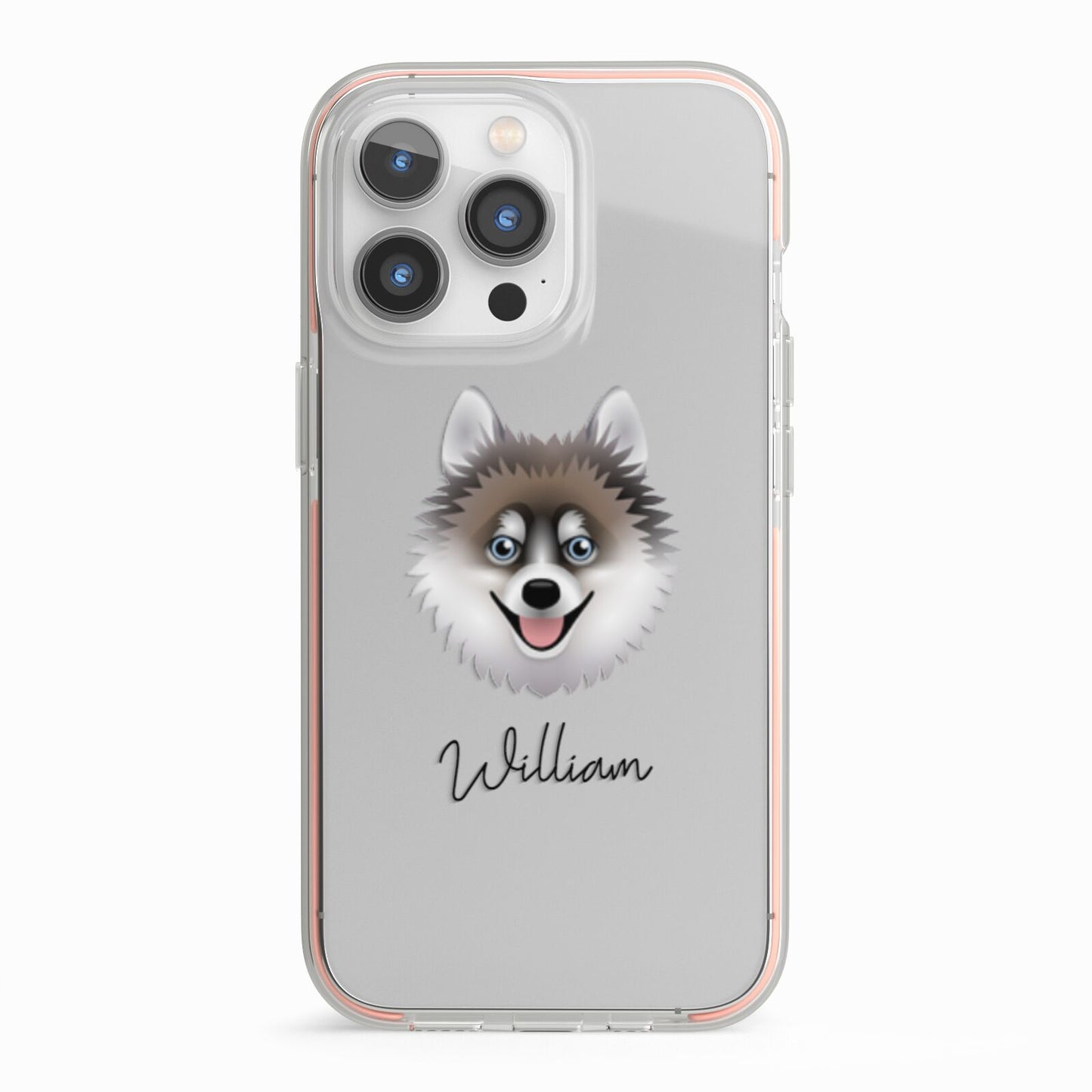 Pomsky Personalised iPhone 13 Pro TPU Impact Case with Pink Edges
