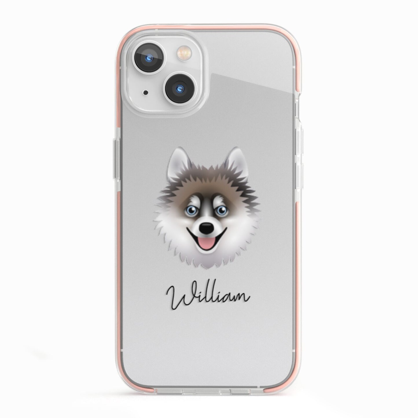 Pomsky Personalised iPhone 13 TPU Impact Case with Pink Edges