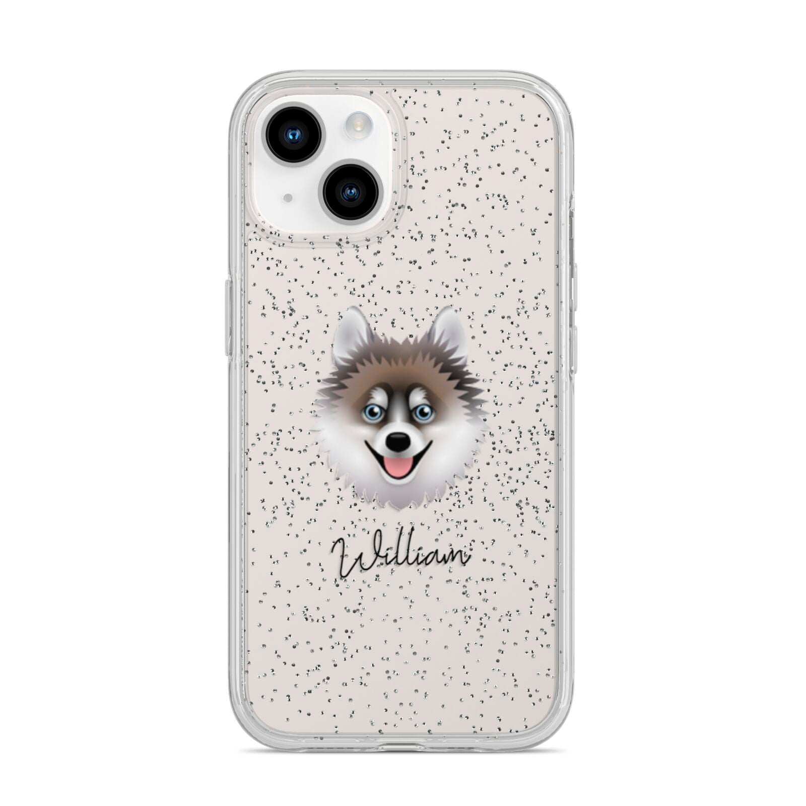 Pomsky Personalised iPhone 14 Glitter Tough Case Starlight