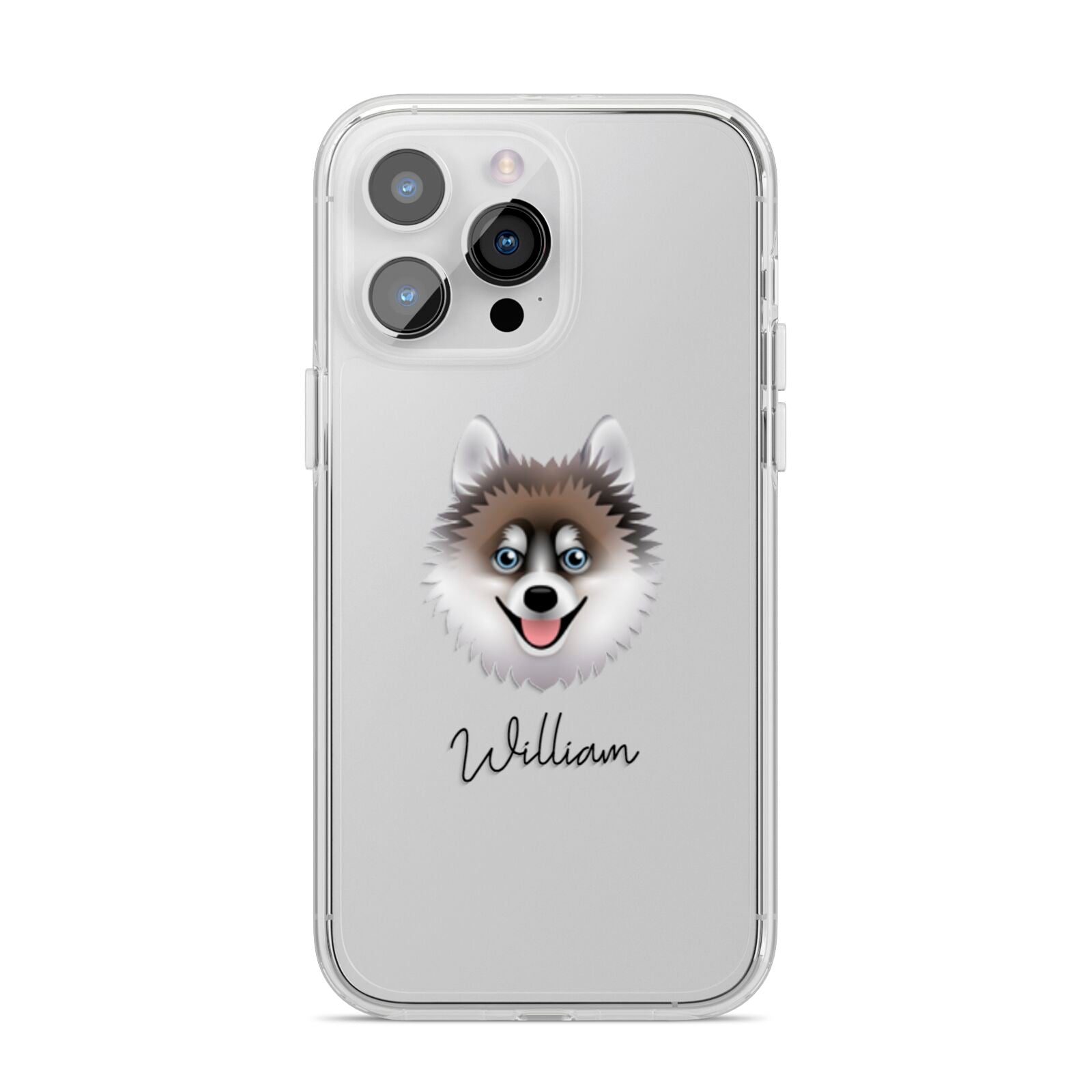 Pomsky Personalised iPhone 14 Pro Max Clear Tough Case Silver