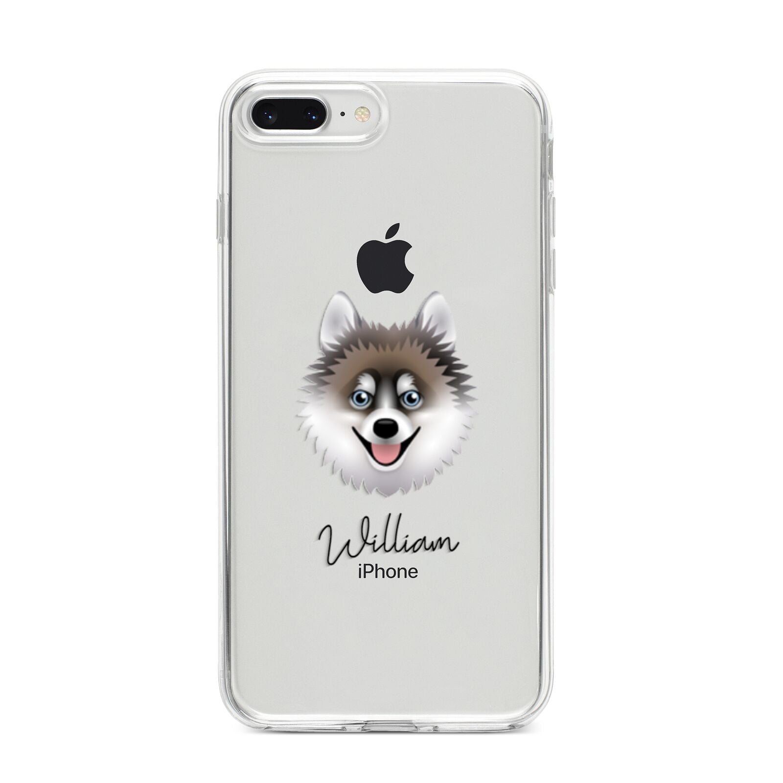 Pomsky Personalised iPhone 8 Plus Bumper Case on Silver iPhone