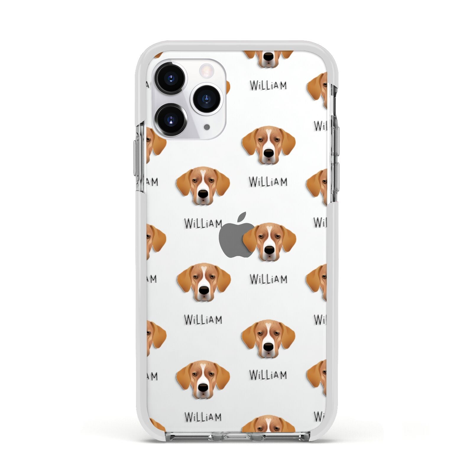 Portuguese Pointer Icon with Name Apple iPhone 11 Pro in Silver with White Impact Case