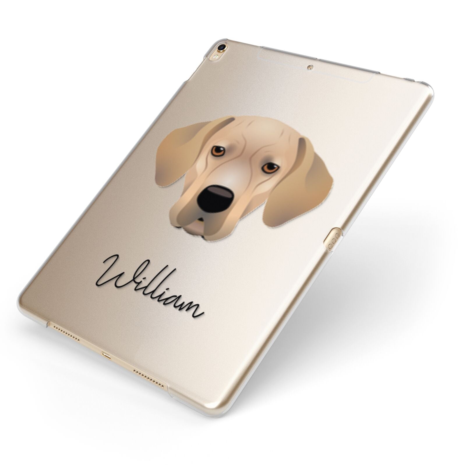 Portuguese Pointer Personalised Apple iPad Case on Gold iPad Side View