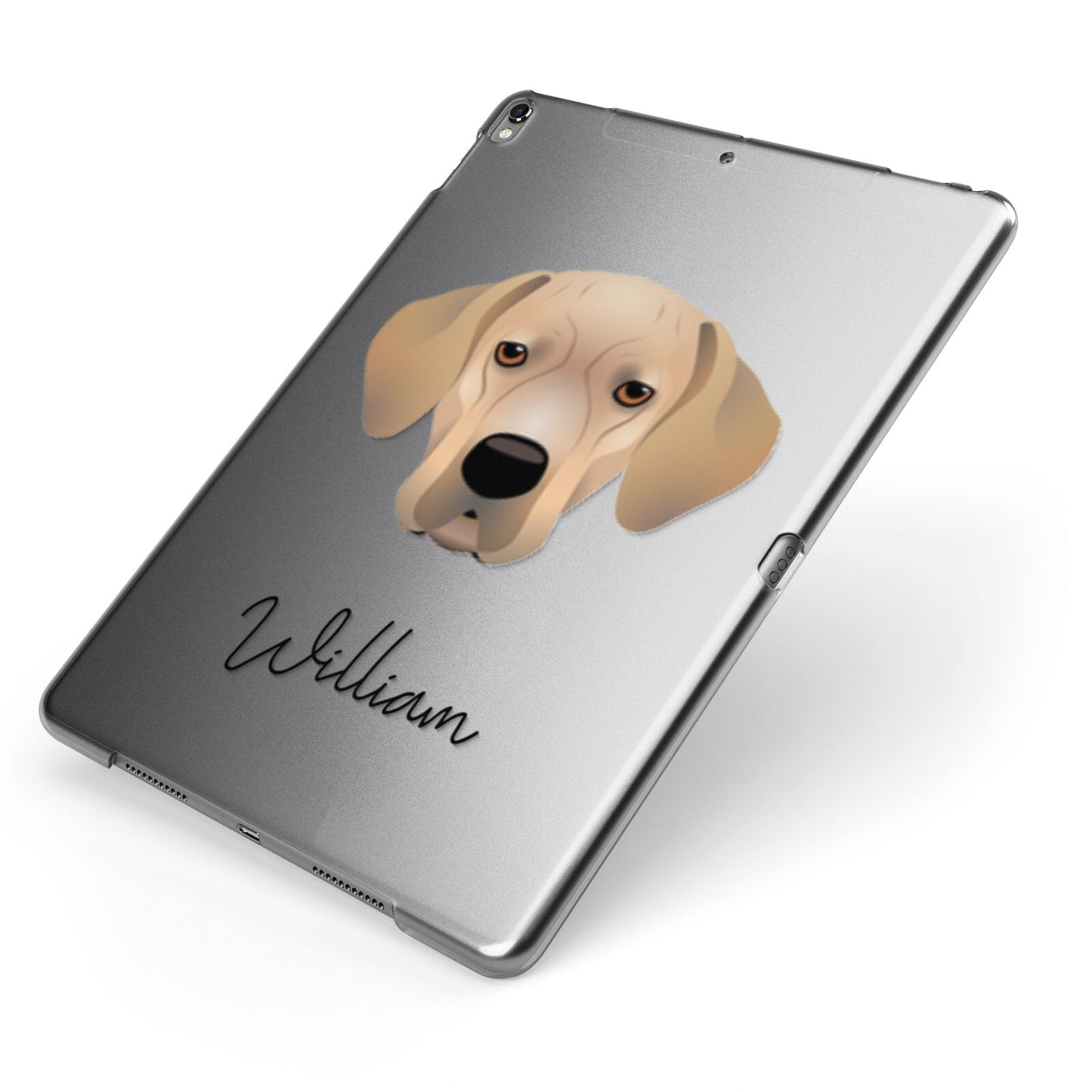 Portuguese Pointer Personalised Apple iPad Case on Grey iPad Side View