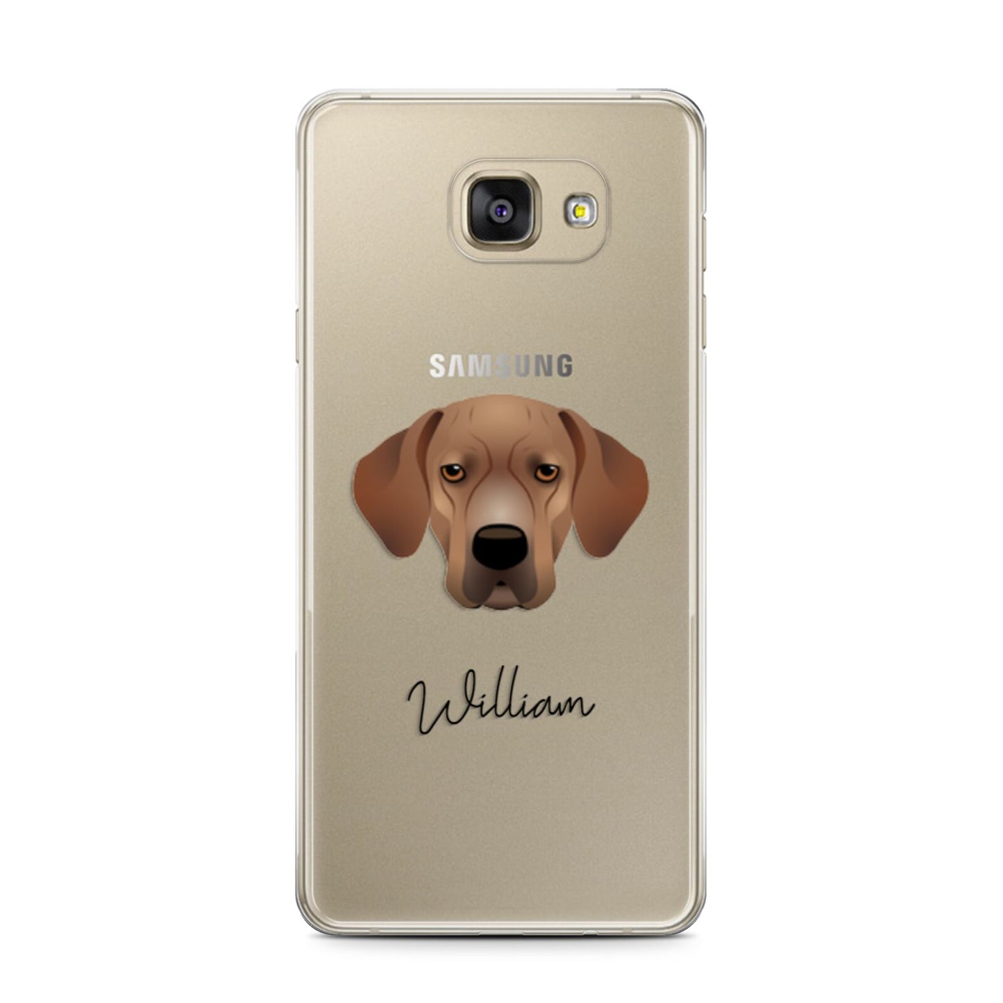 Portuguese Pointer Personalised Samsung Galaxy A7 2016 Case on gold phone