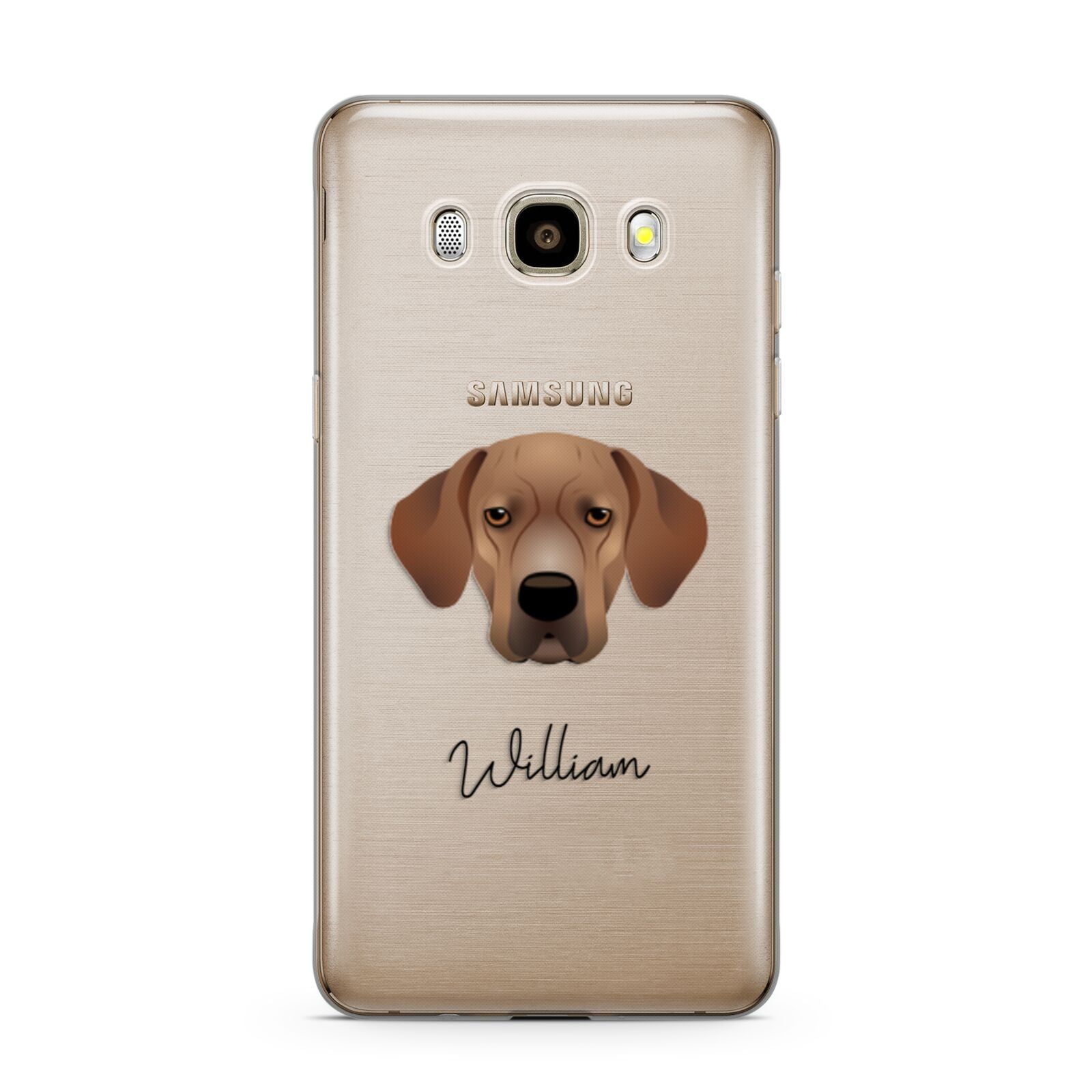Portuguese Pointer Personalised Samsung Galaxy J7 2016 Case on gold phone