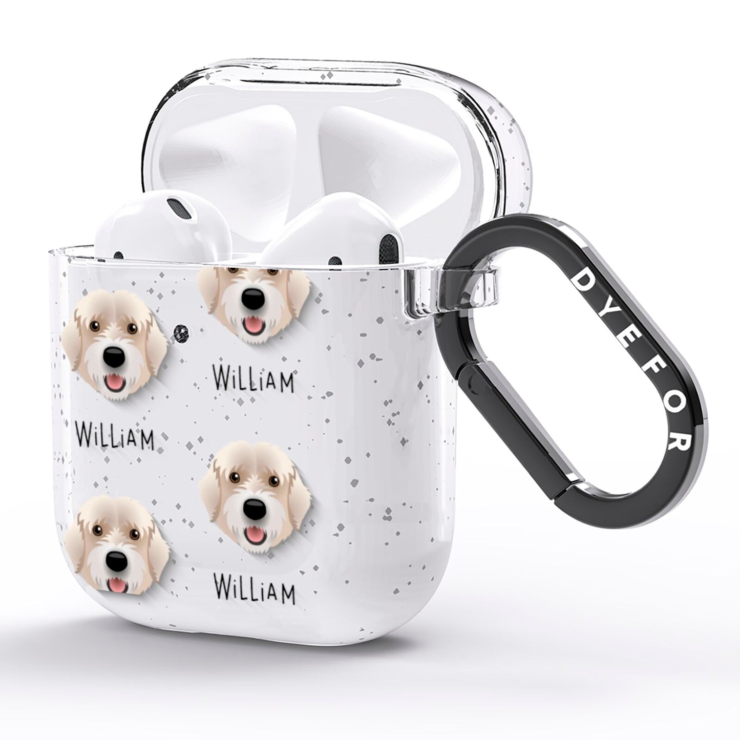 Portuguese Water Dog Icon with Name AirPods Glitter Case Side Image