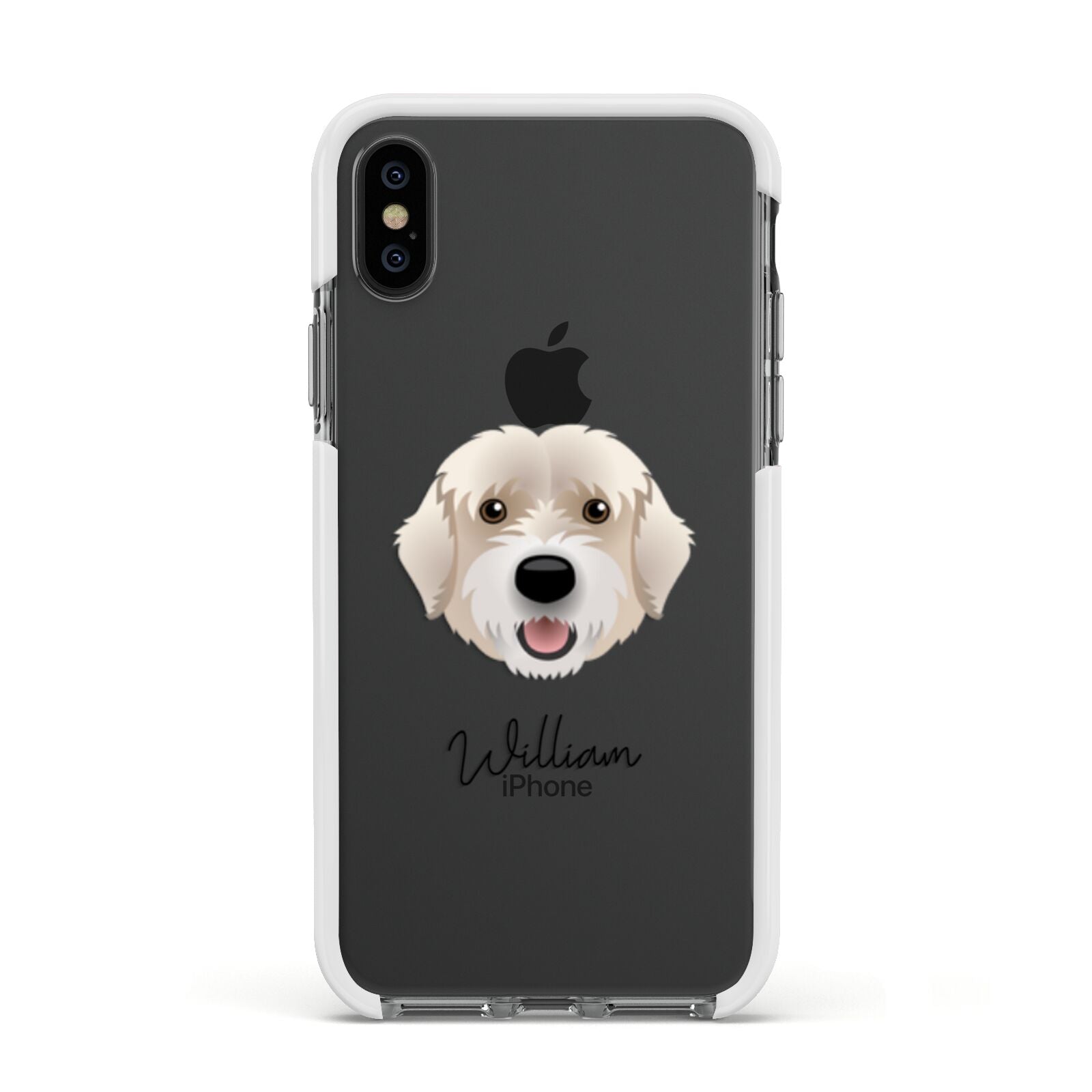 Portuguese Water Dog Personalised Apple iPhone Xs Impact Case White Edge on Black Phone