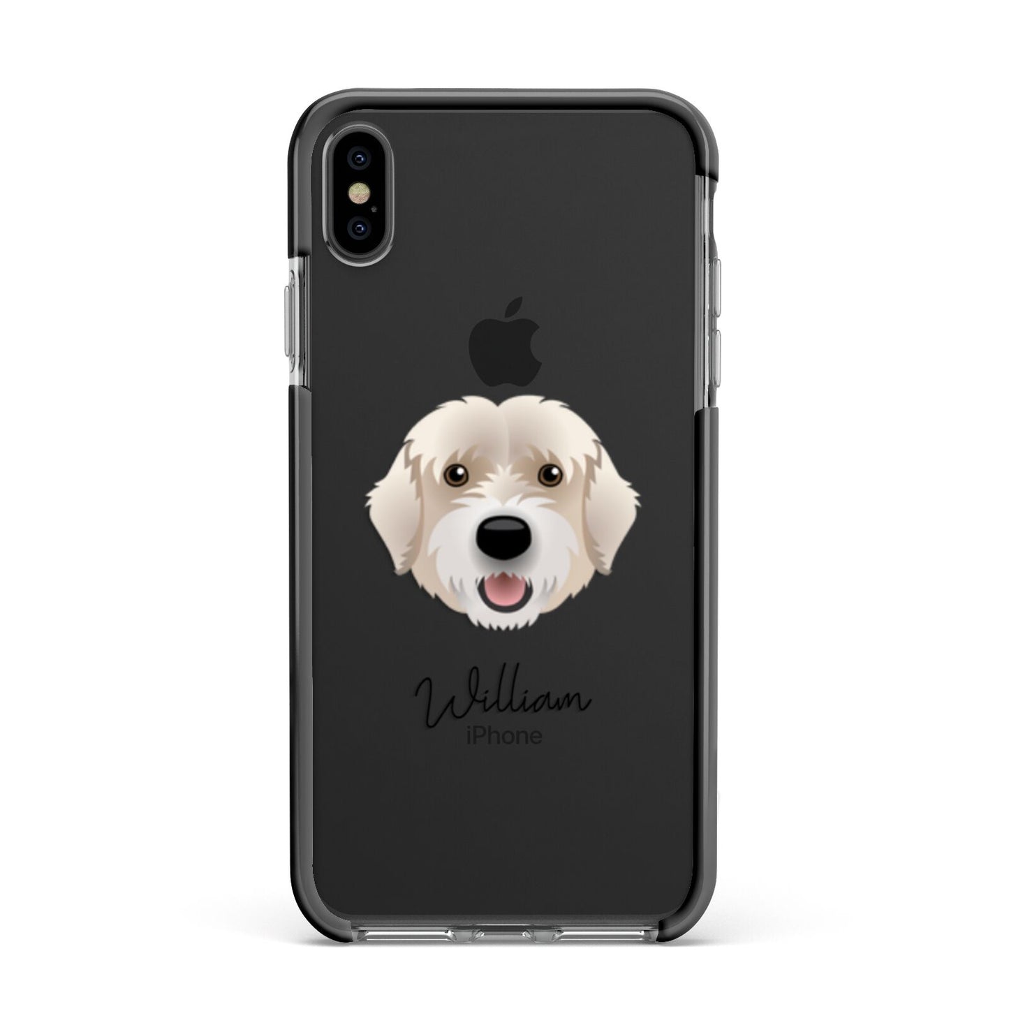 Portuguese Water Dog Personalised Apple iPhone Xs Max Impact Case Black Edge on Black Phone