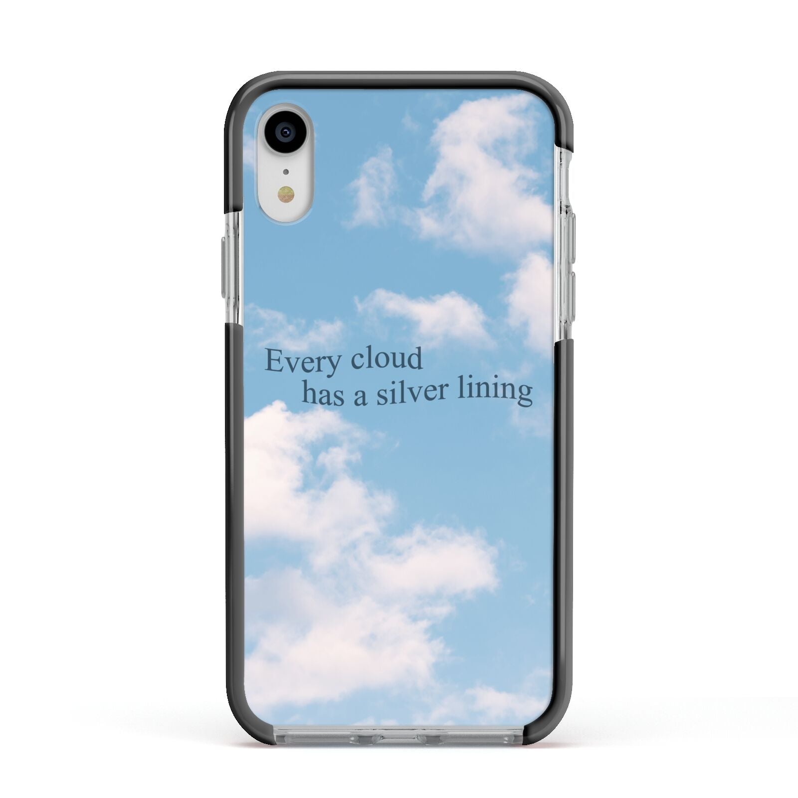 Positivity Apple iPhone XR Impact Case Black Edge on Silver Phone