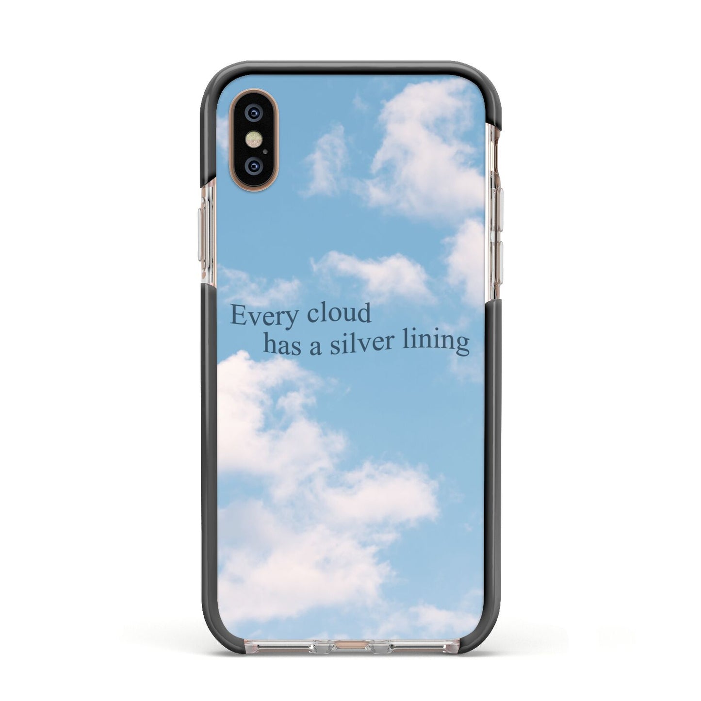 Positivity Apple iPhone Xs Impact Case Black Edge on Gold Phone