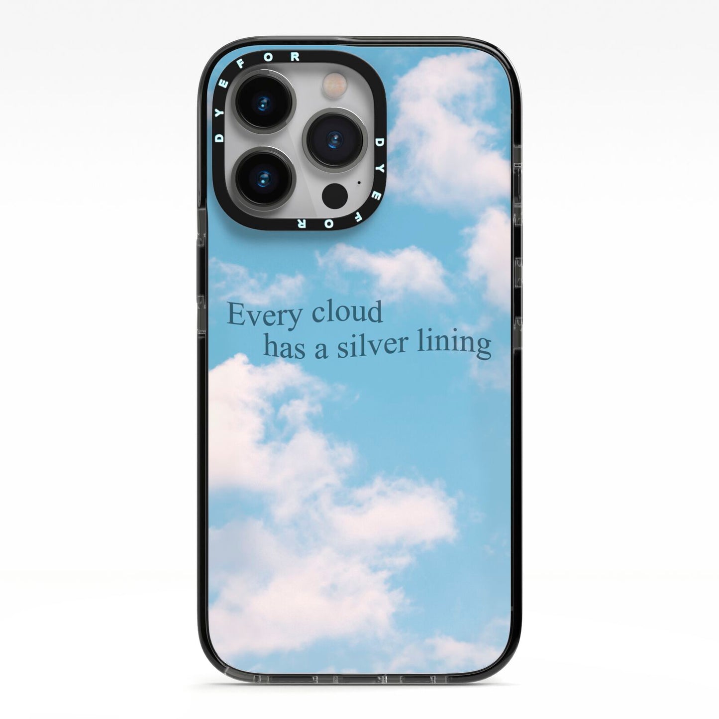 Positivity iPhone 13 Pro Black Impact Case on Silver phone