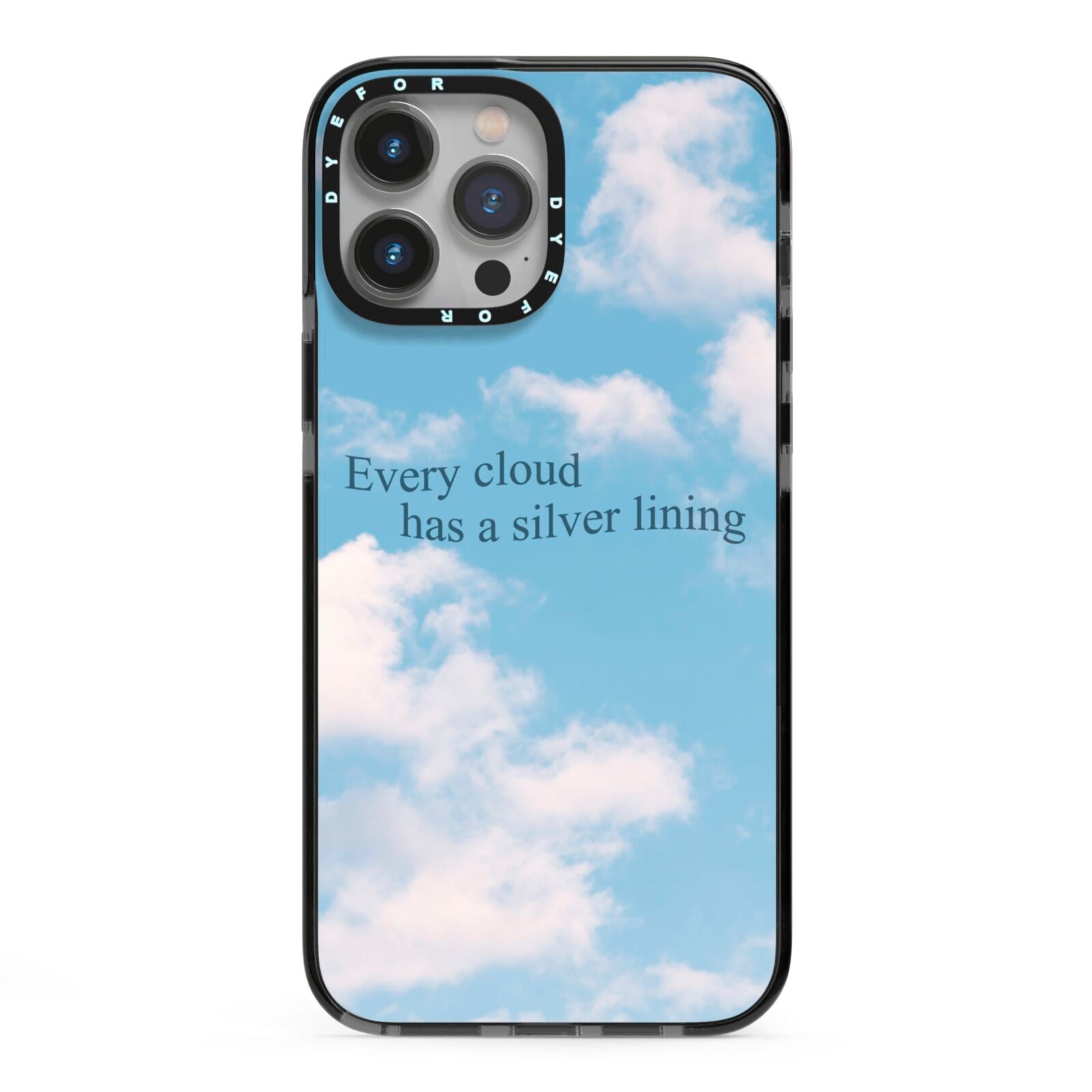 Positivity iPhone 13 Pro Max Black Impact Case on Silver phone