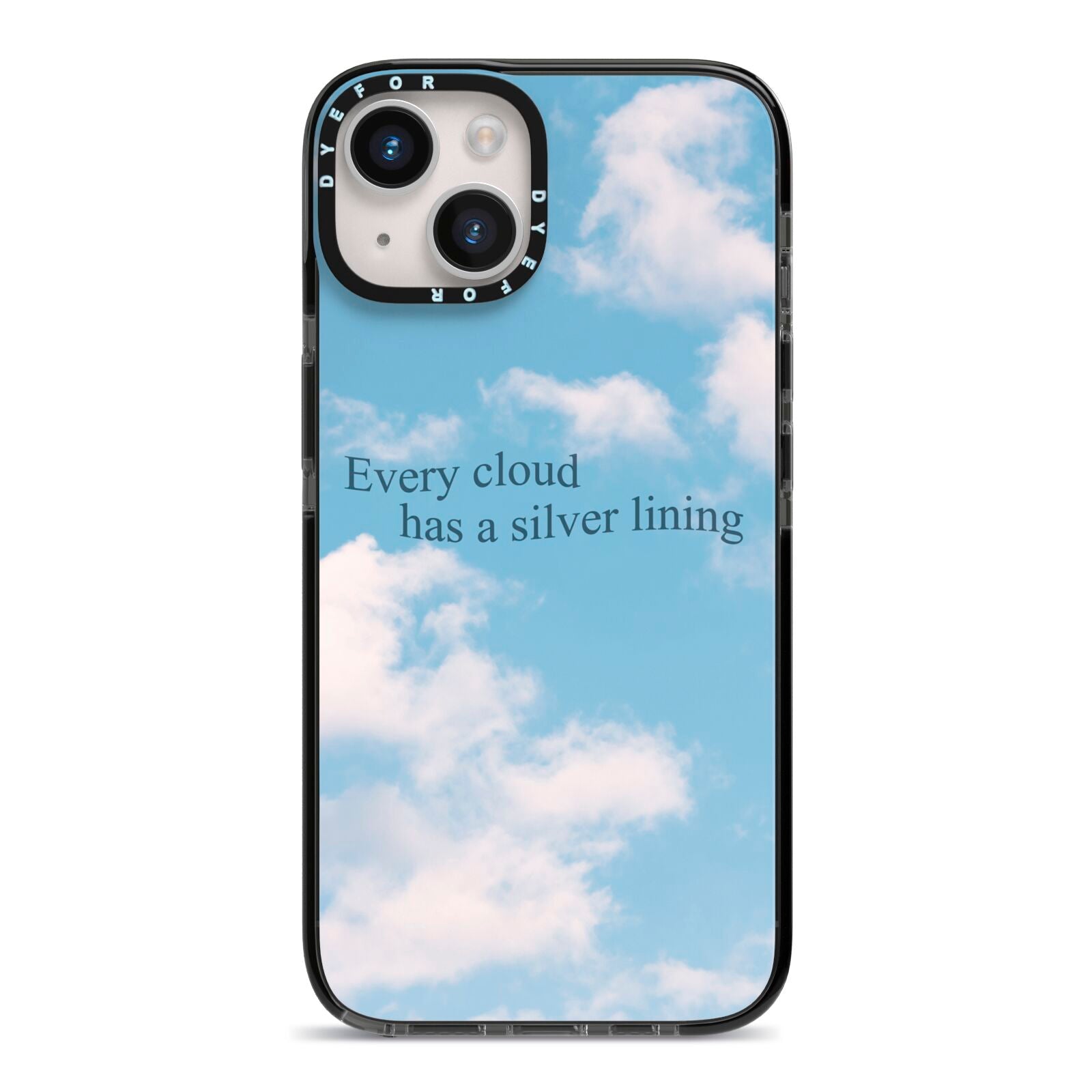 Positivity iPhone 14 Black Impact Case on Silver phone