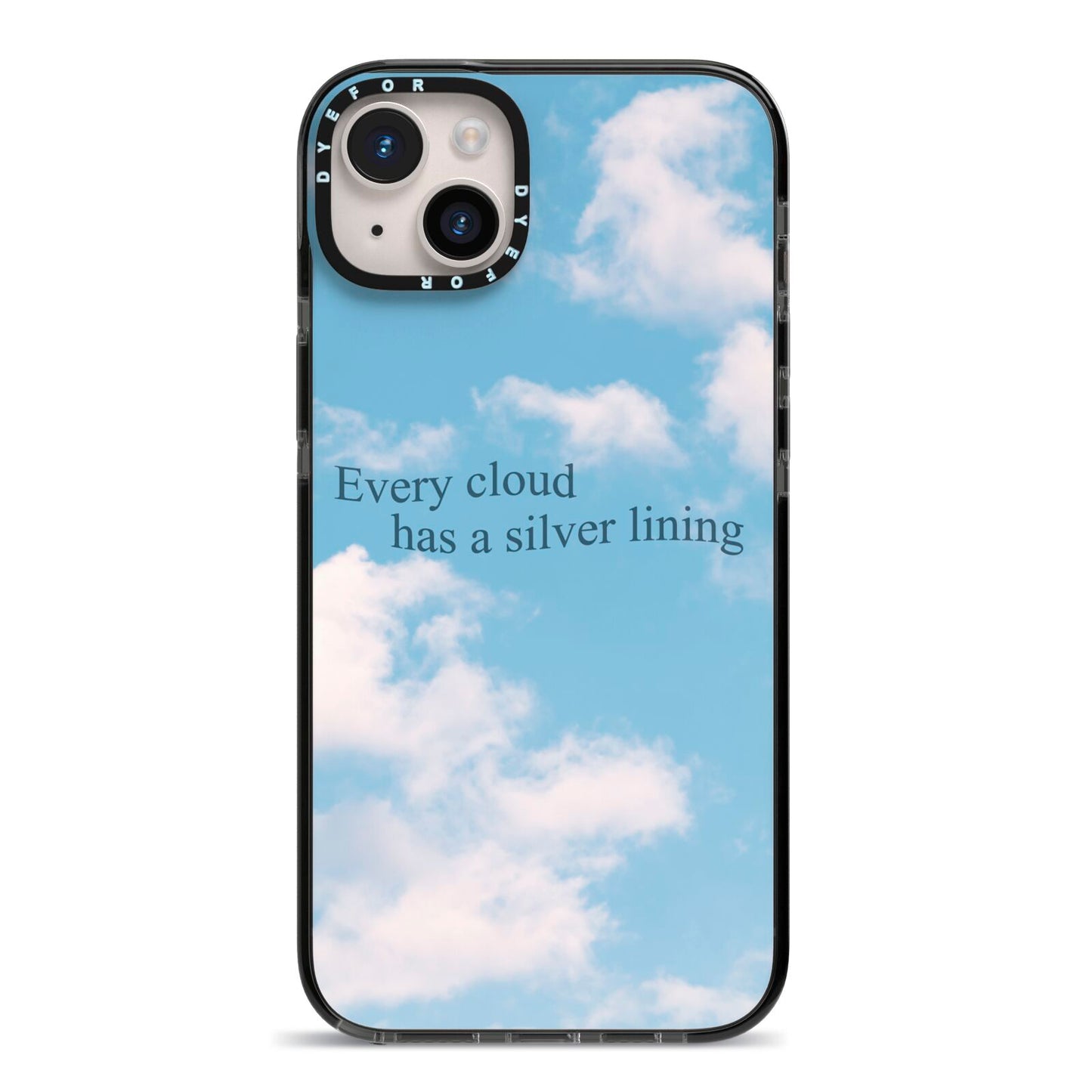 Positivity iPhone 14 Plus Black Impact Case on Silver phone